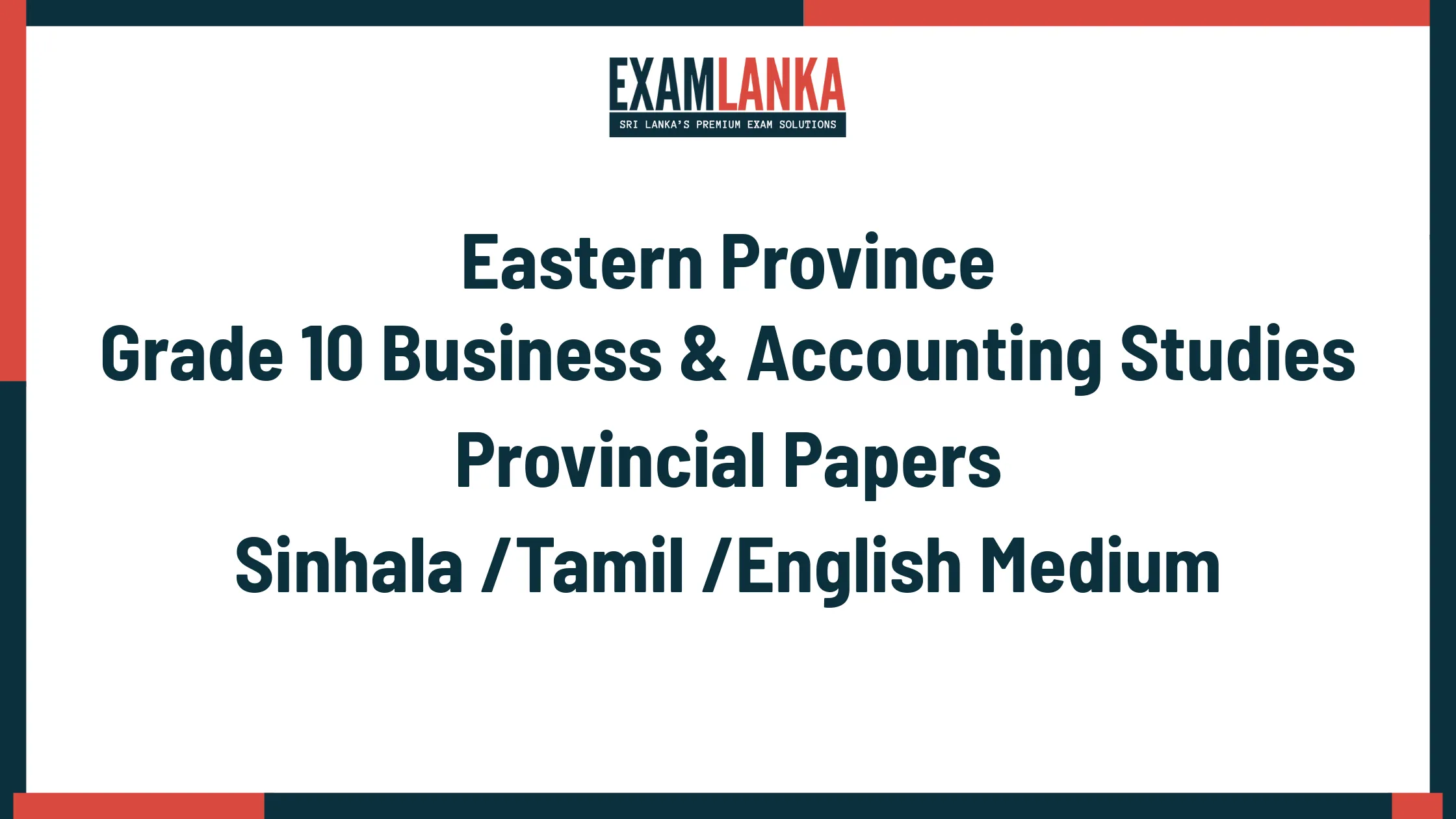 Eastern Province Grade 10 Business & Accounting Studies