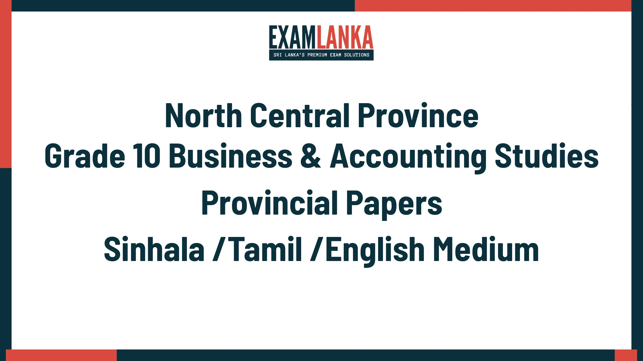 North Central Province Grade 10 Business & Accounting Studies