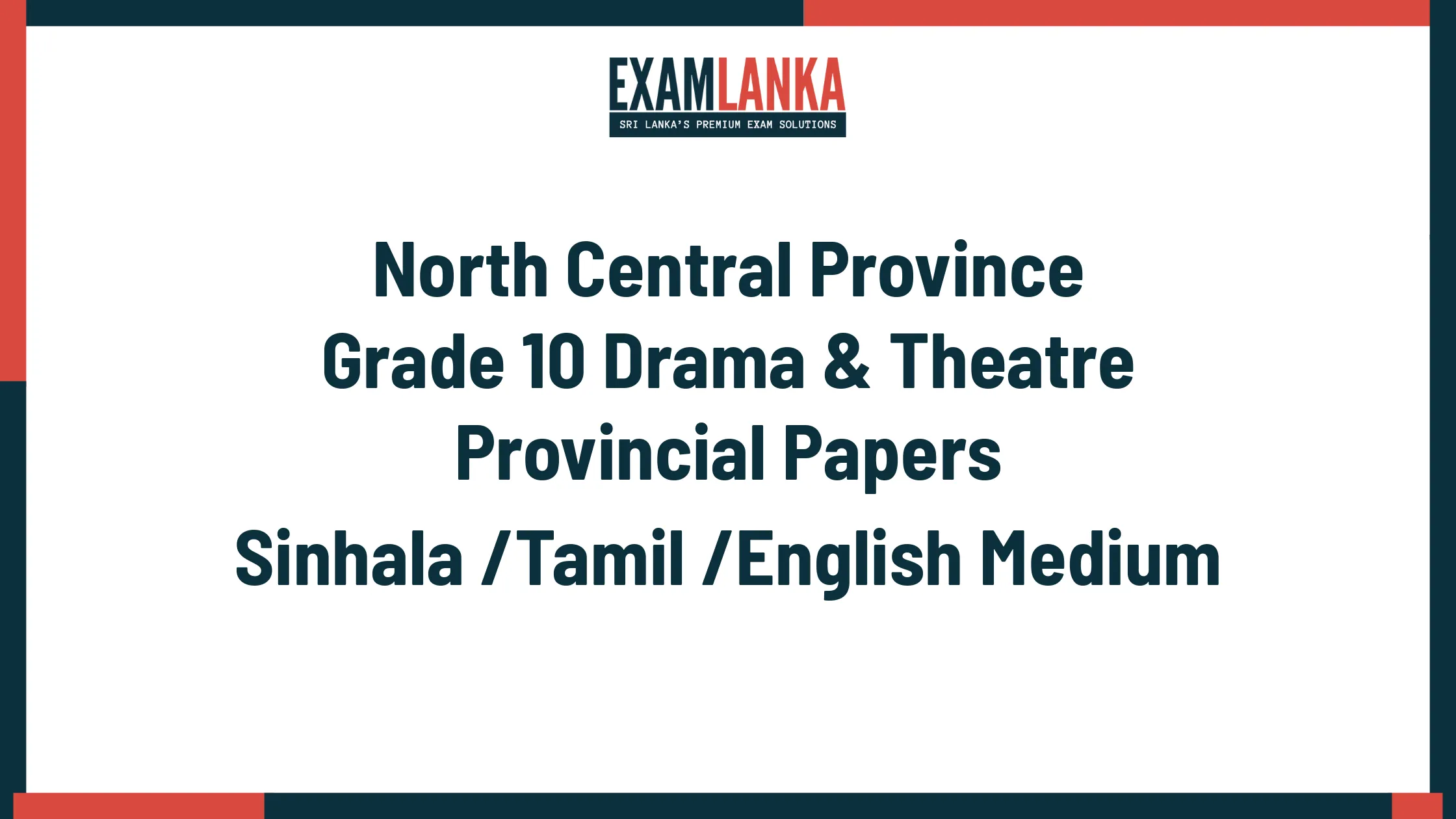 North Central Province Grade 10 Drama & Theatre