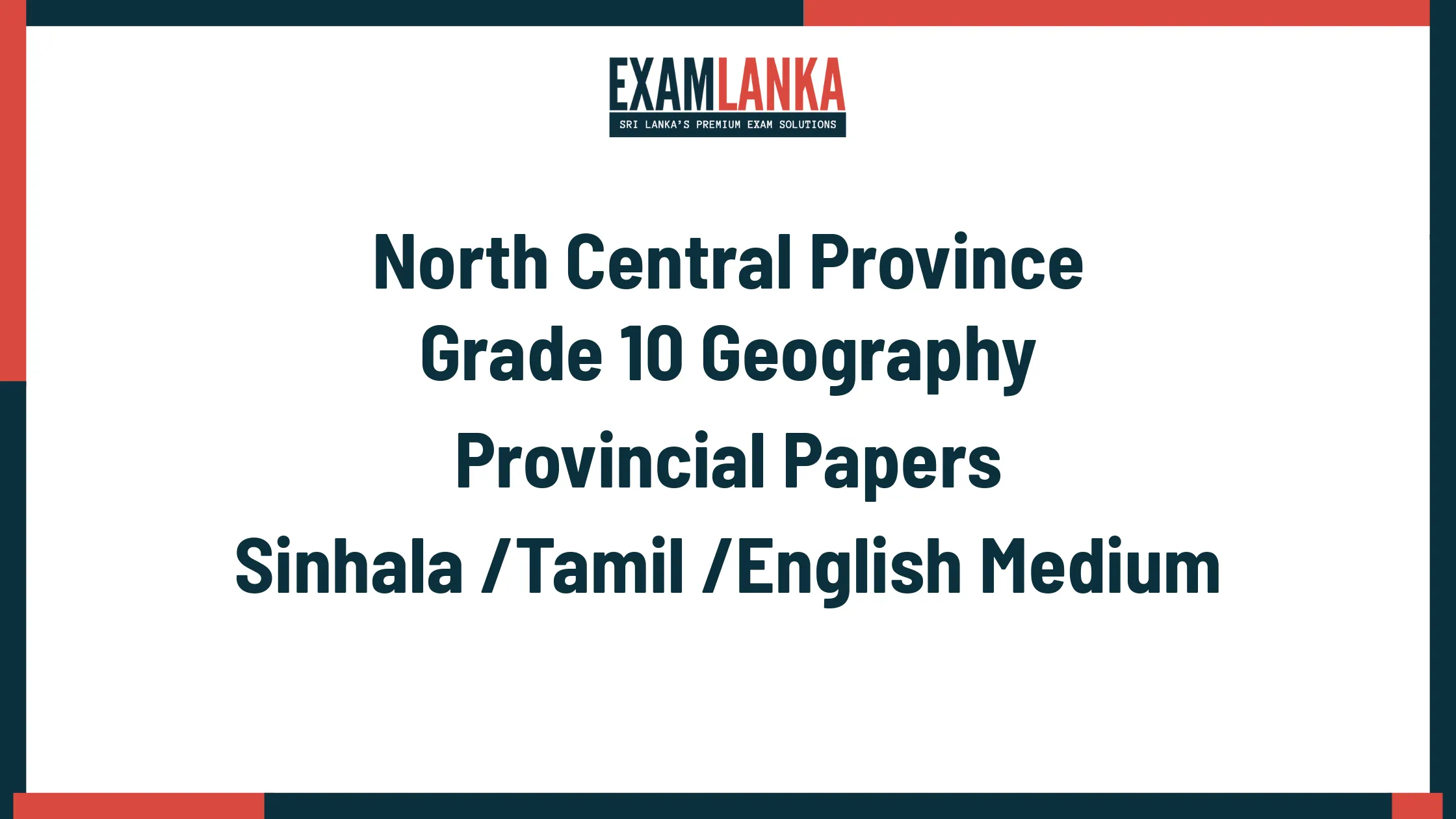 North Central Province Grade 10 Geography