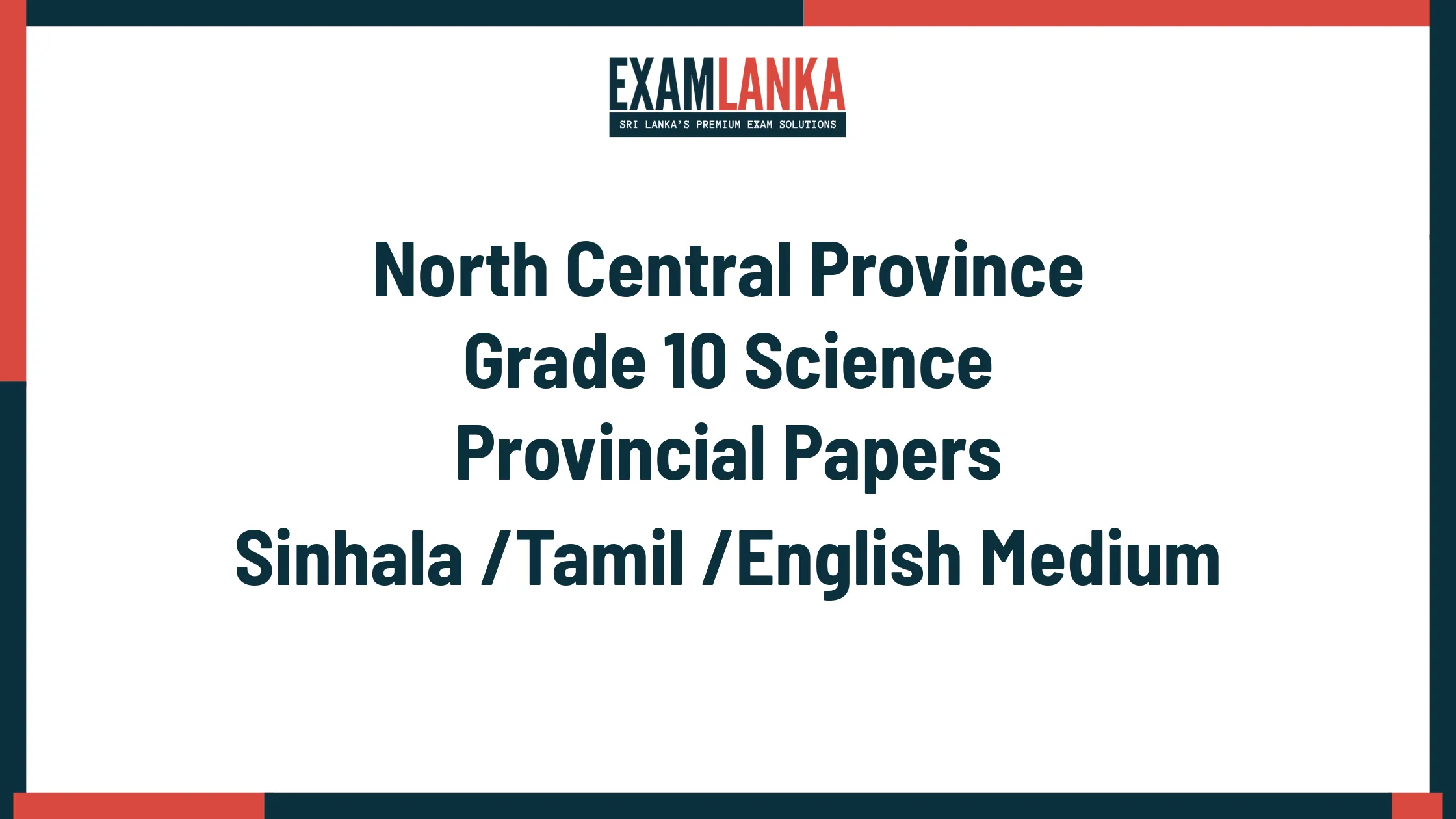 North Central Province Grade 10 Science