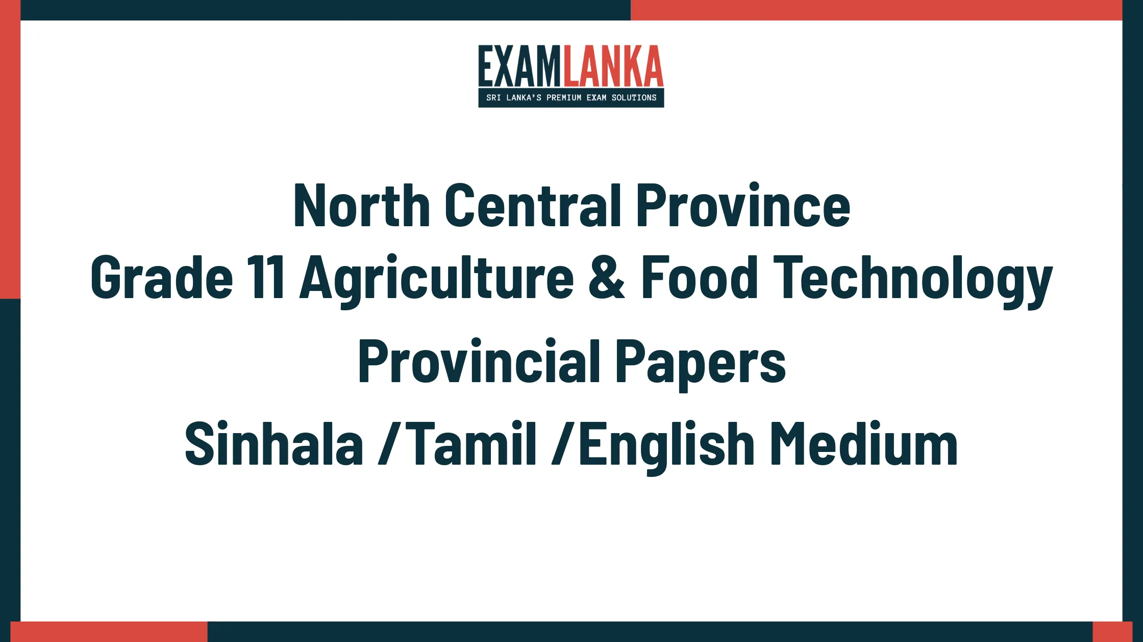 North Central Province Grade 11 Agriculture & Food Technology