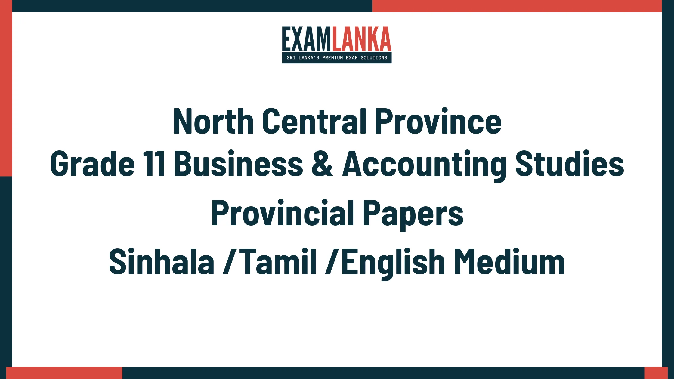 North Central Province Grade 11 Business & Accounting Studies