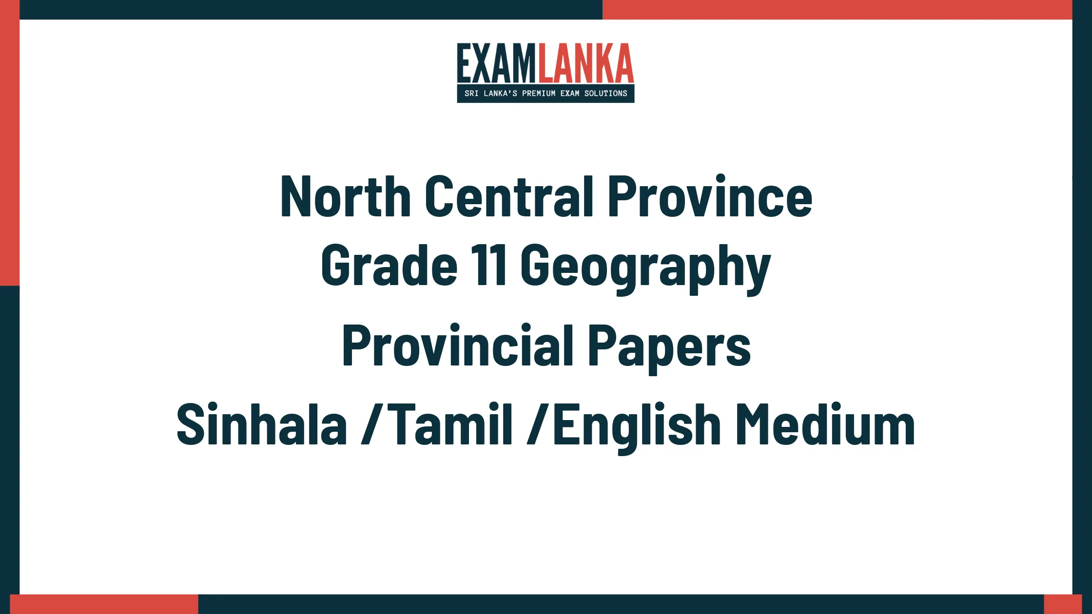 North Central Province Grade 11 Geography