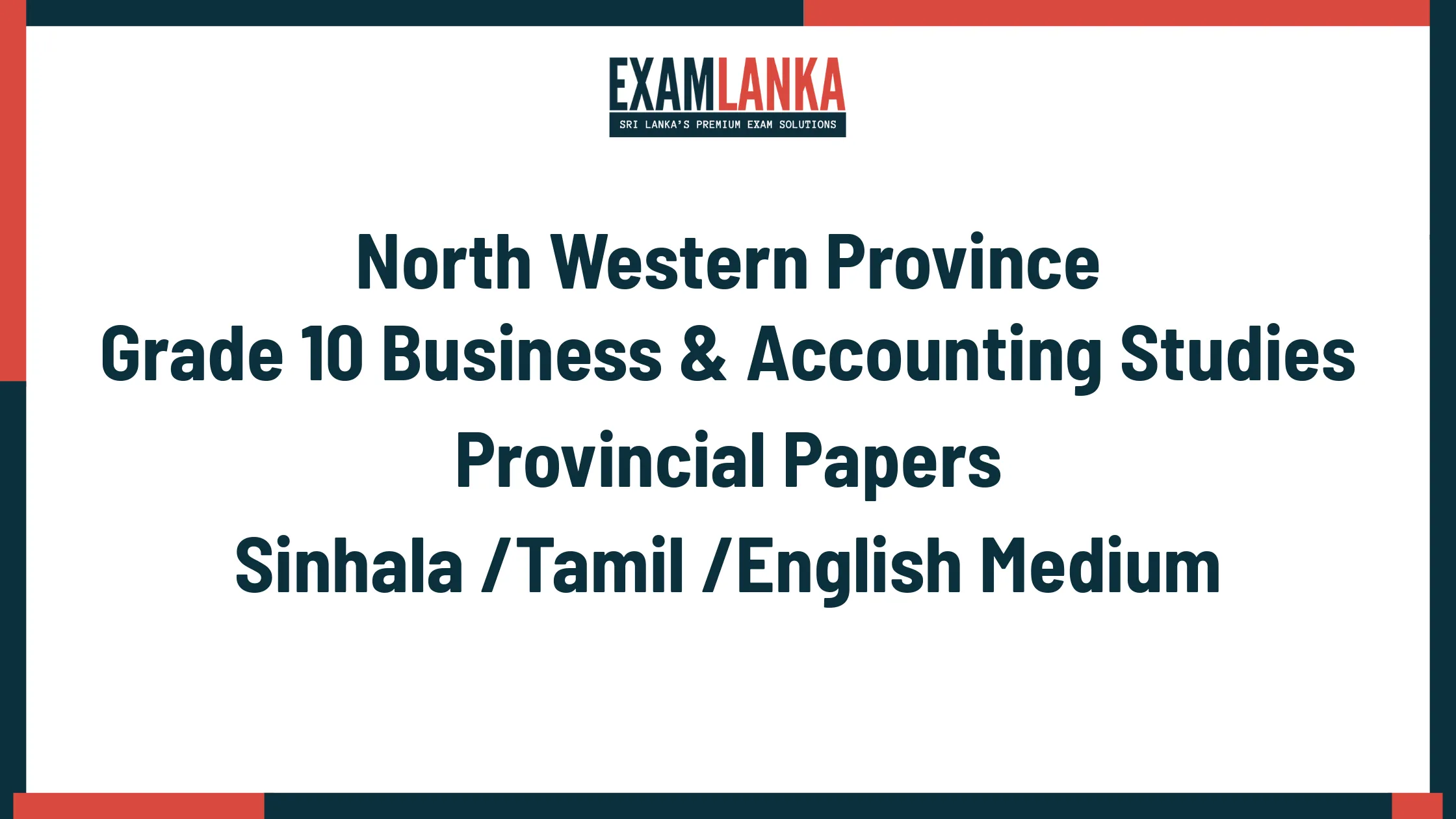North Western Province Grade 10 Business & Accounting Studies