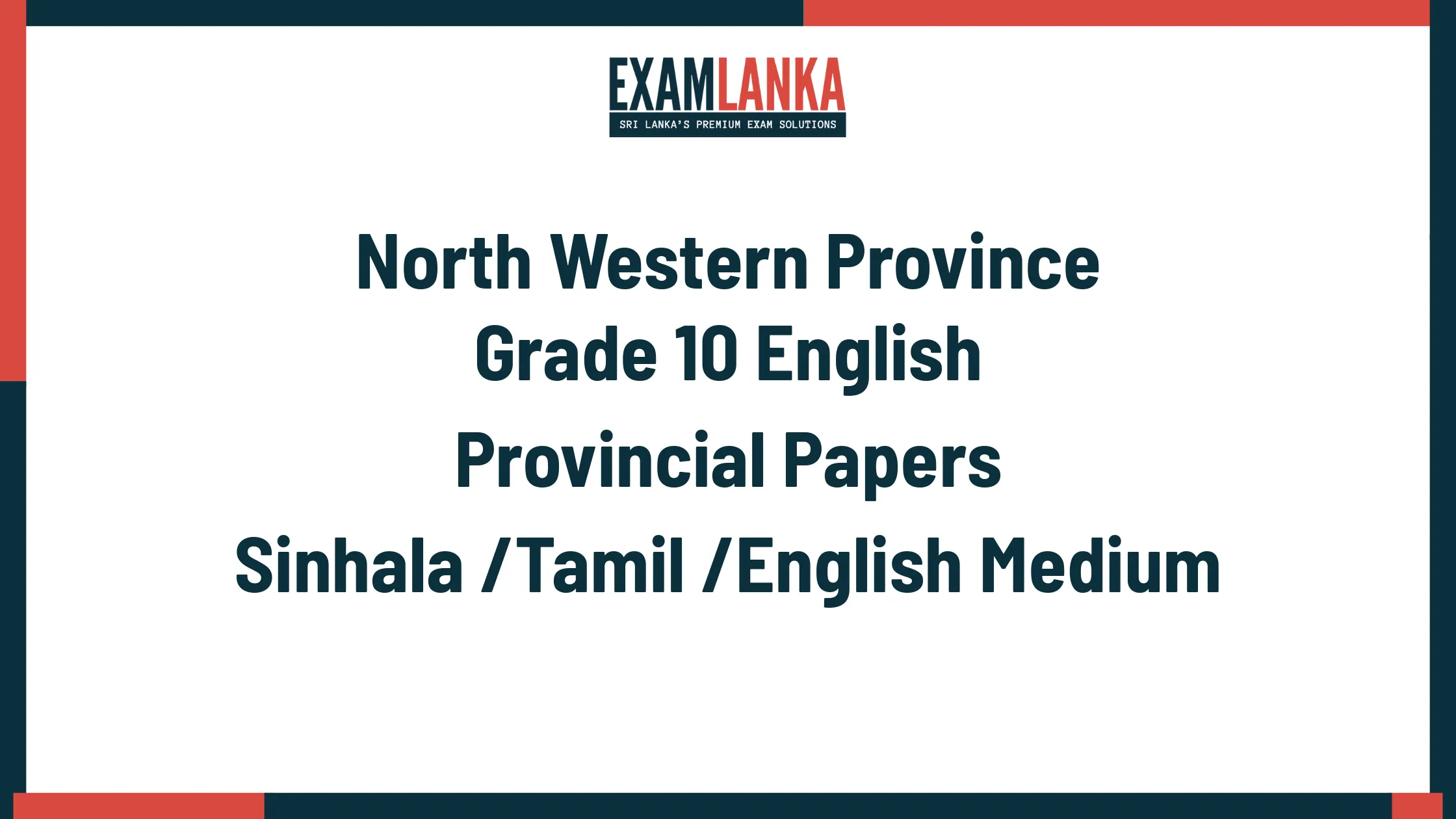 North Western Province Grade 10 English