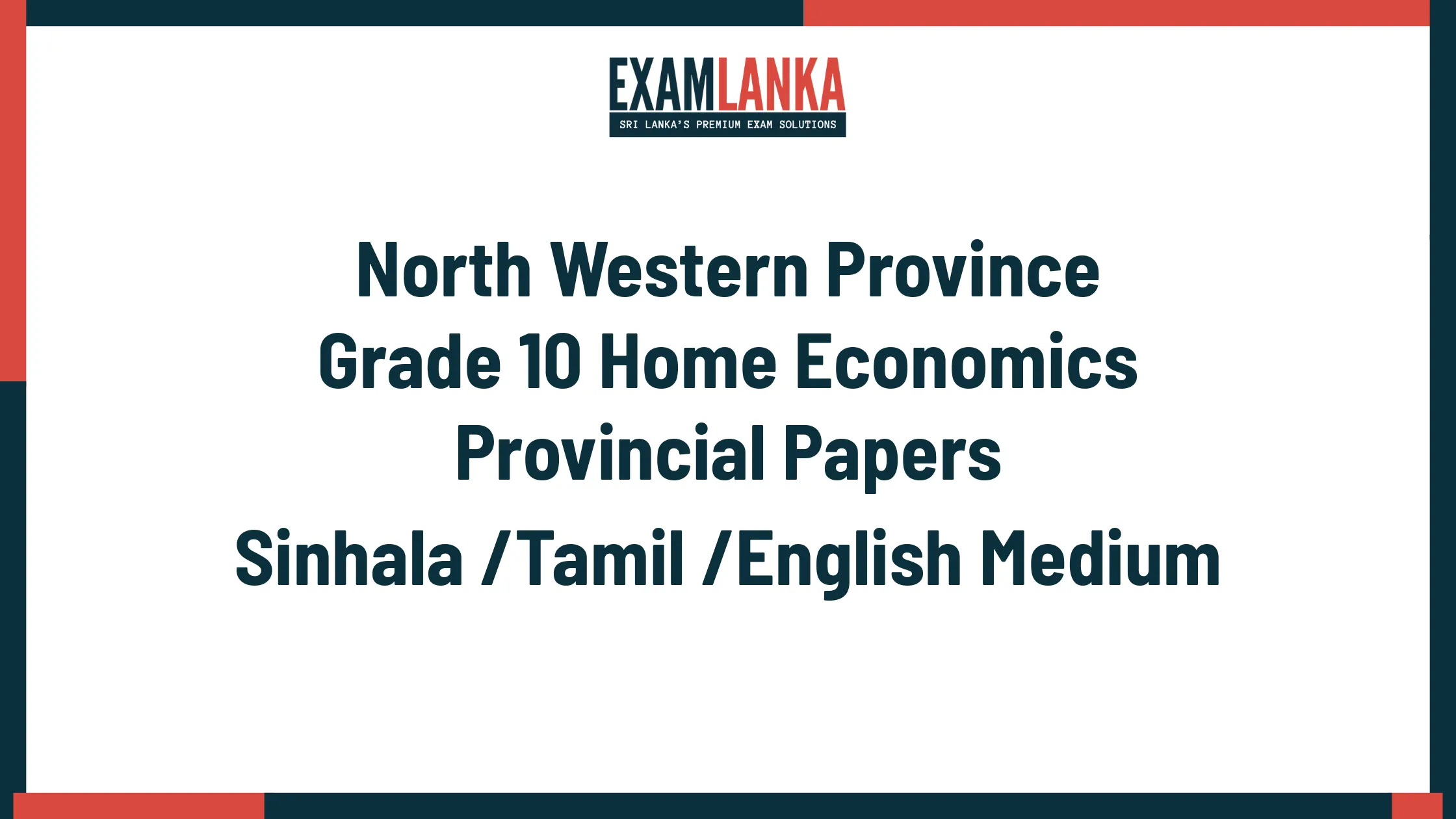 North Western Province Grade 10 Home Economics