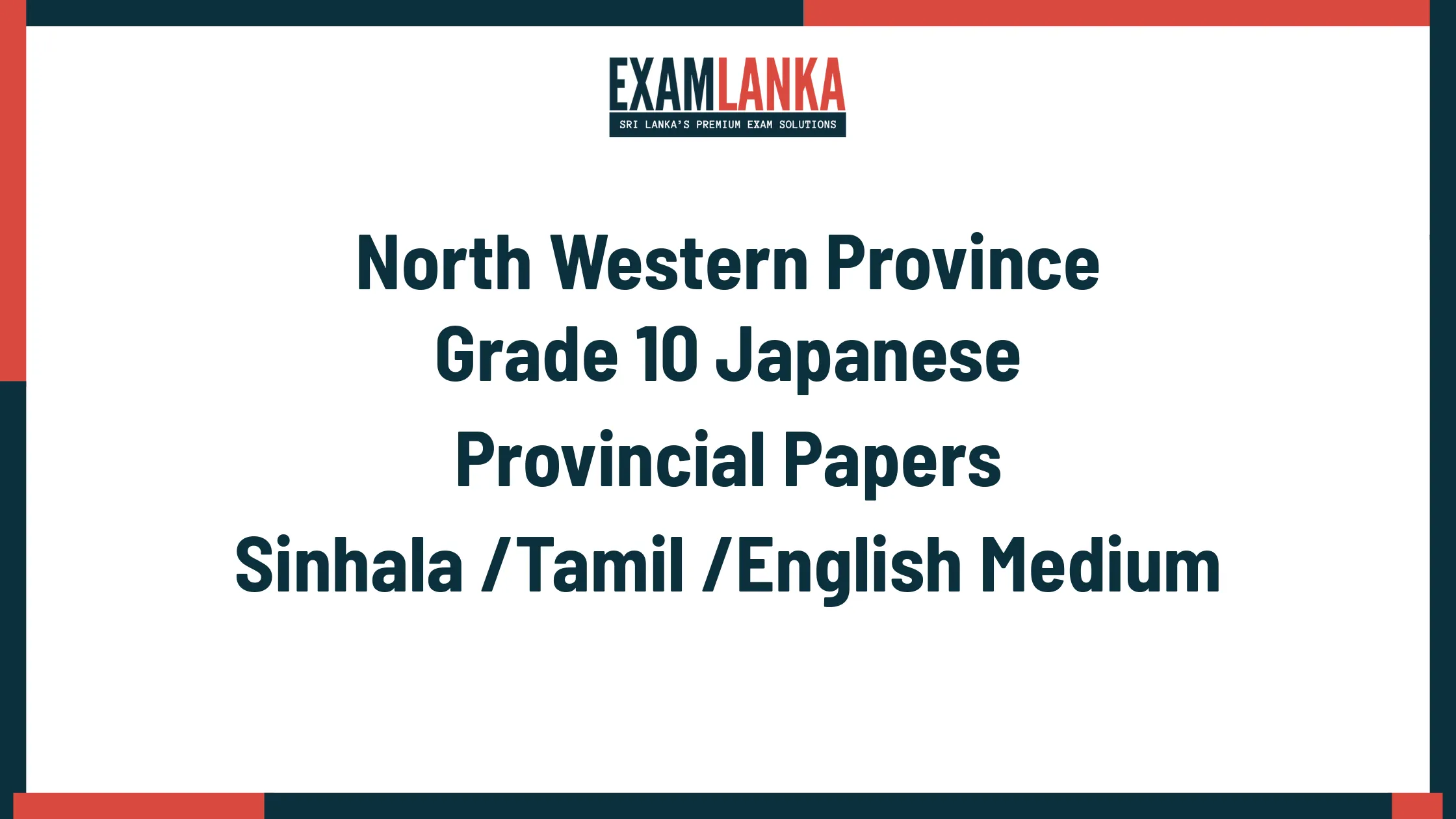 North Western Province Grade 10 Japanese