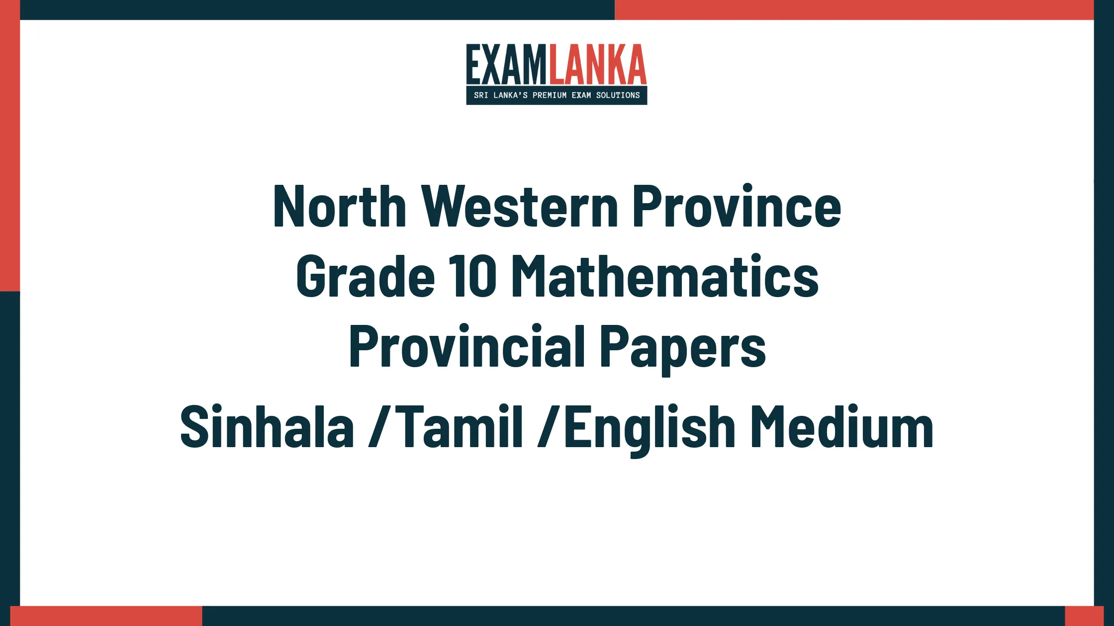 North Western Province Grade 10 Mathematics