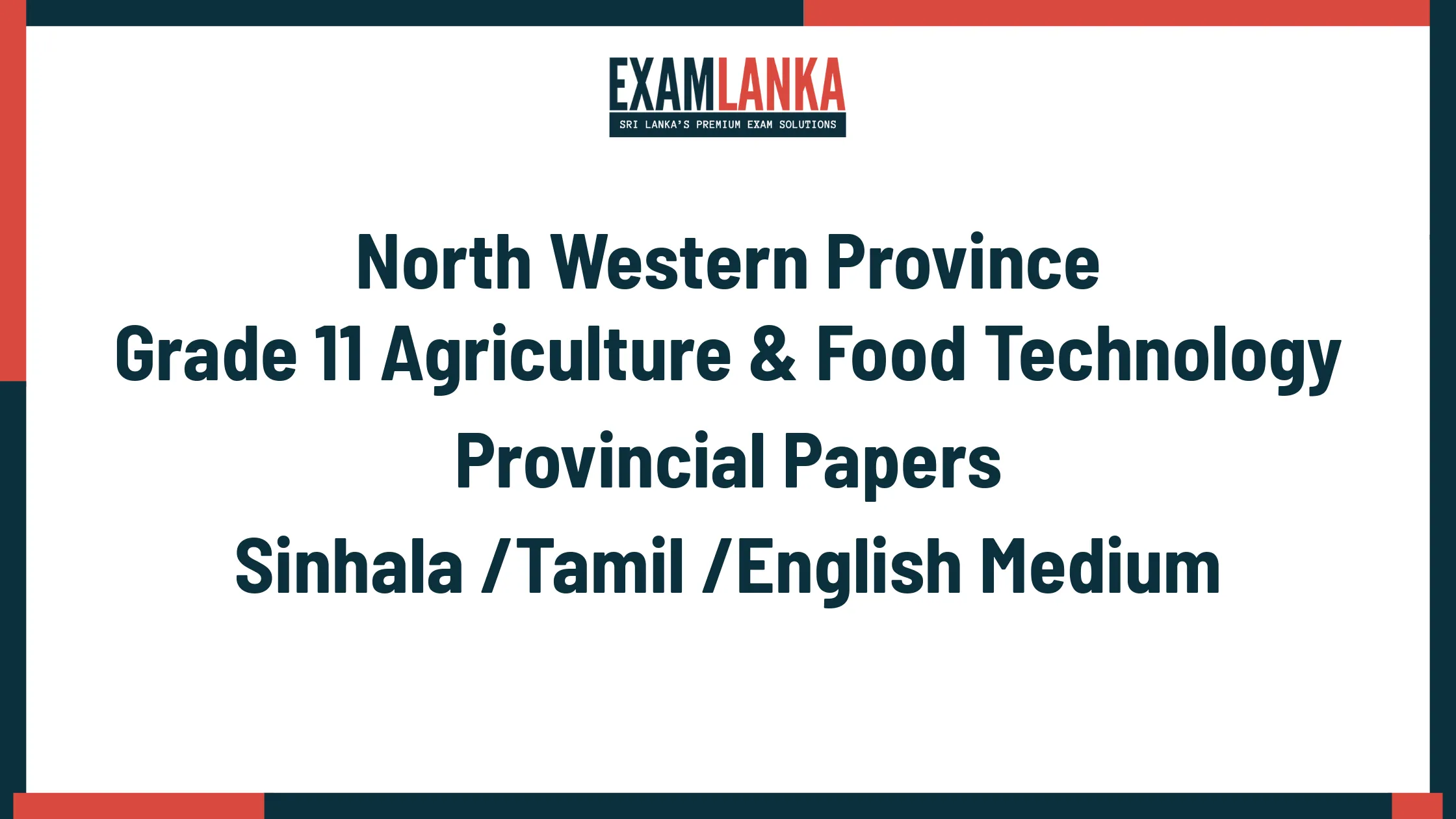 North Western Province Grade 11 Agriculture & Food Technology