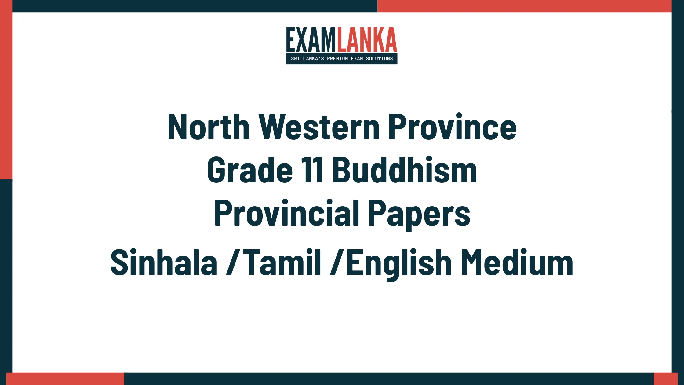 North Western Province Grade 11 Buddhism