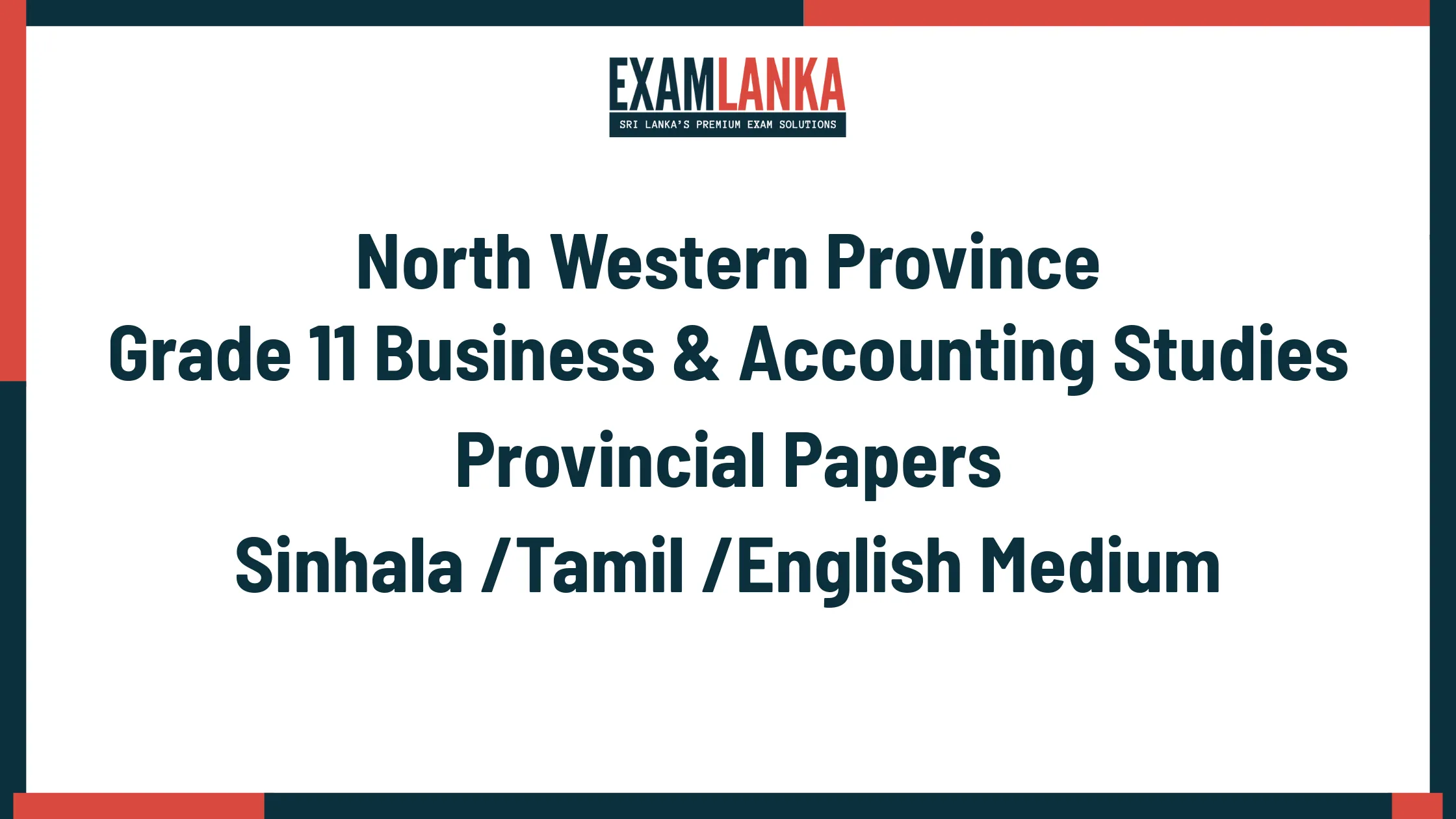 North Western Province Grade 11 Business & Accounting Studies