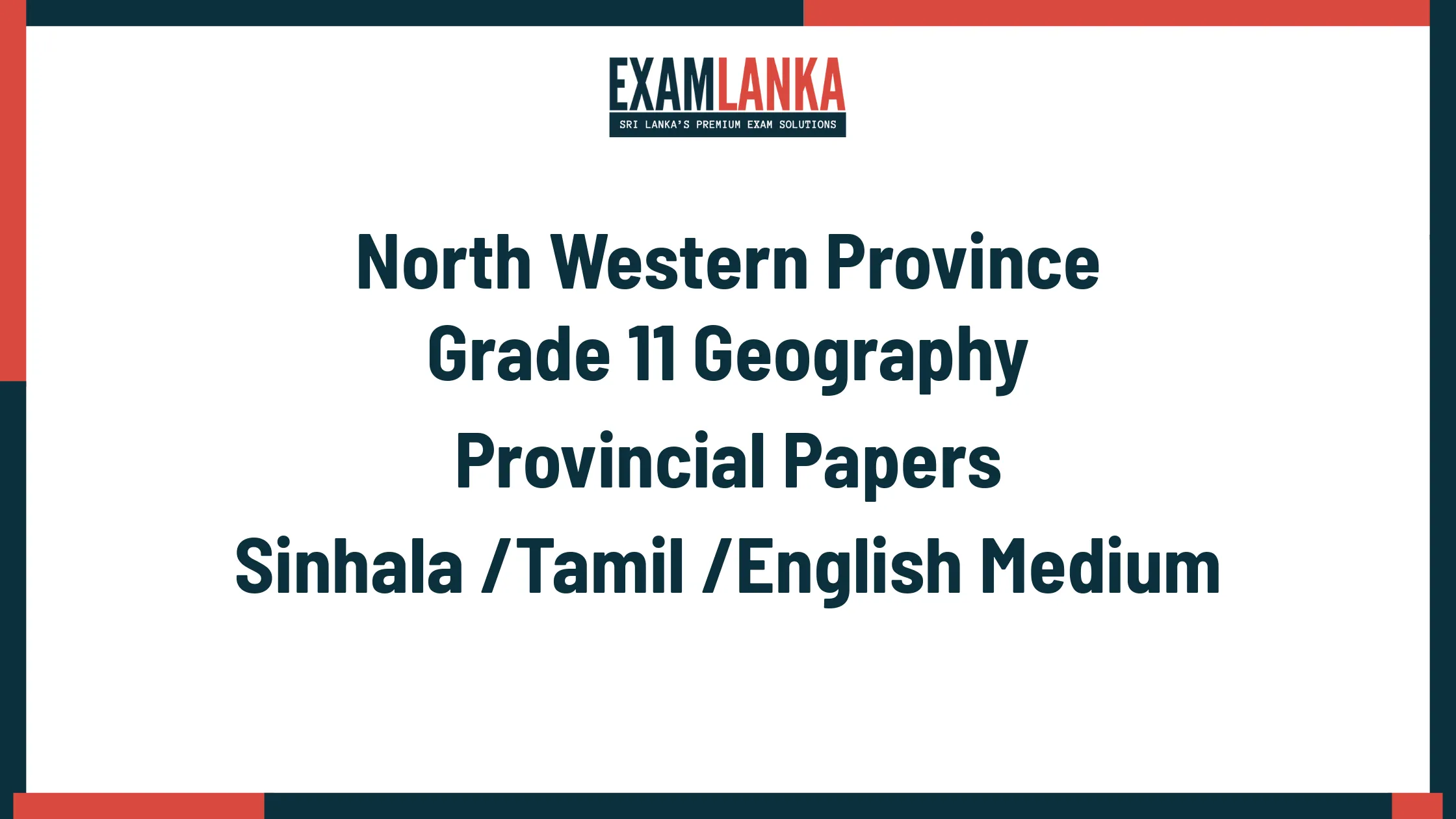 North Western Province Grade 11 Geography