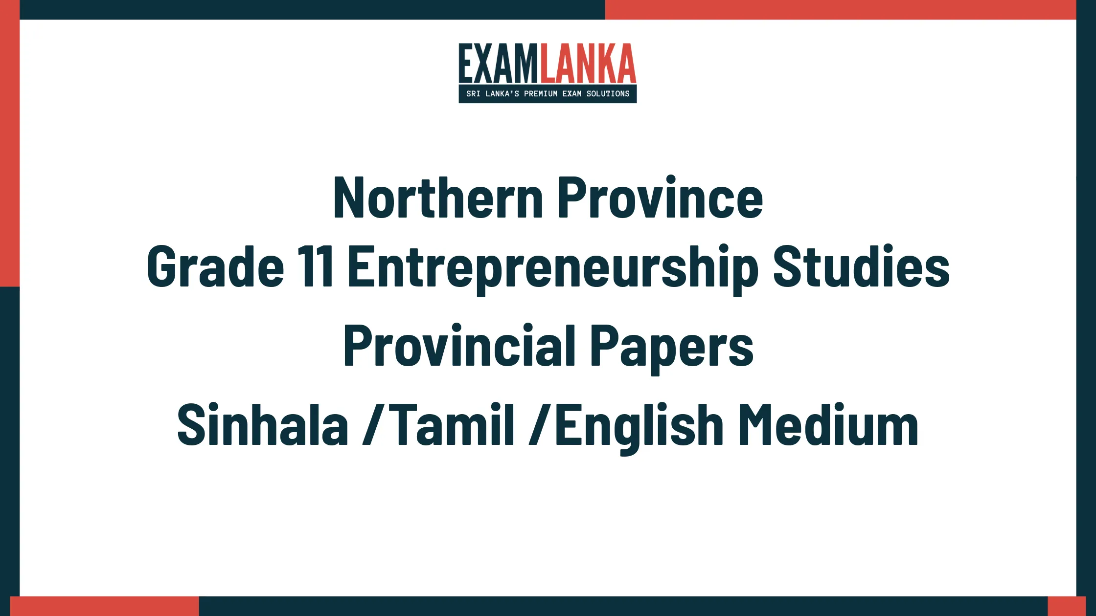 Northern Province Grade 11 Entrepreneurship Studies