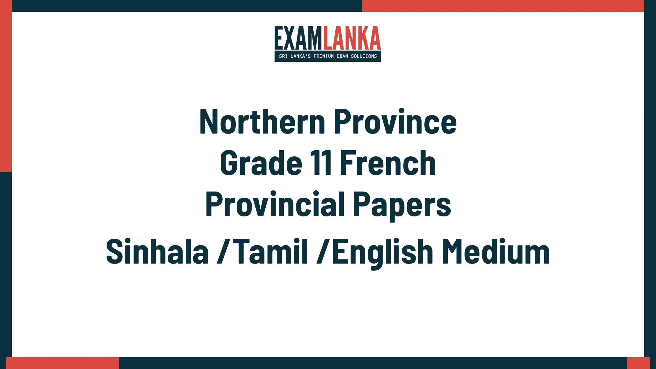 Northern Province Grade 11 French