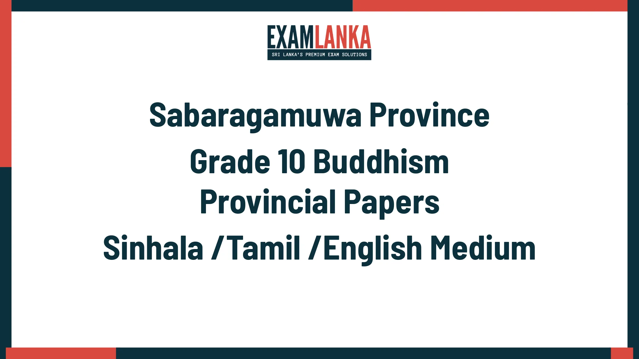 Sabaragamuwa Province Grade 10 Buddhism