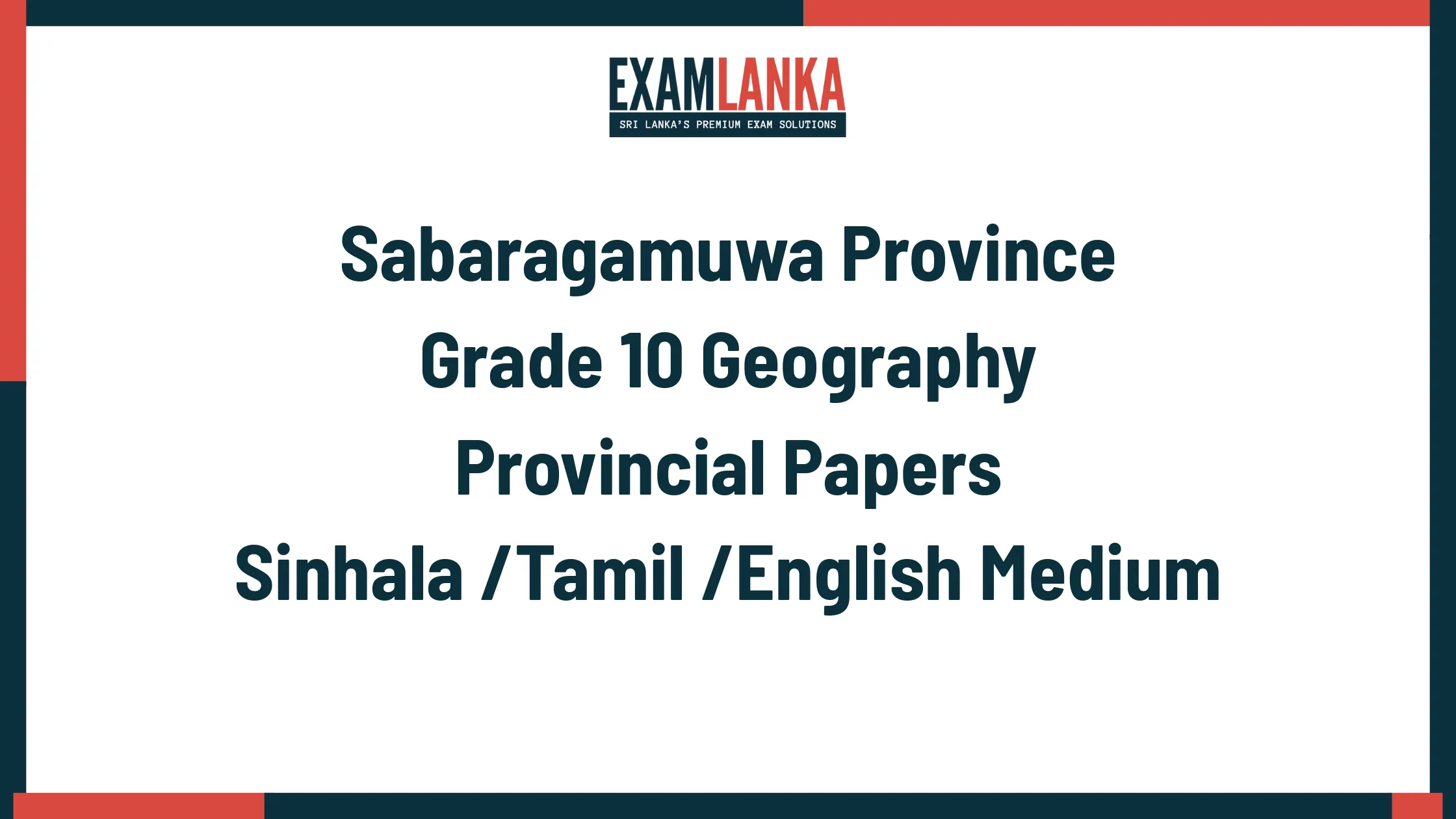 Sabaragamuwa Province Grade 10 Geography