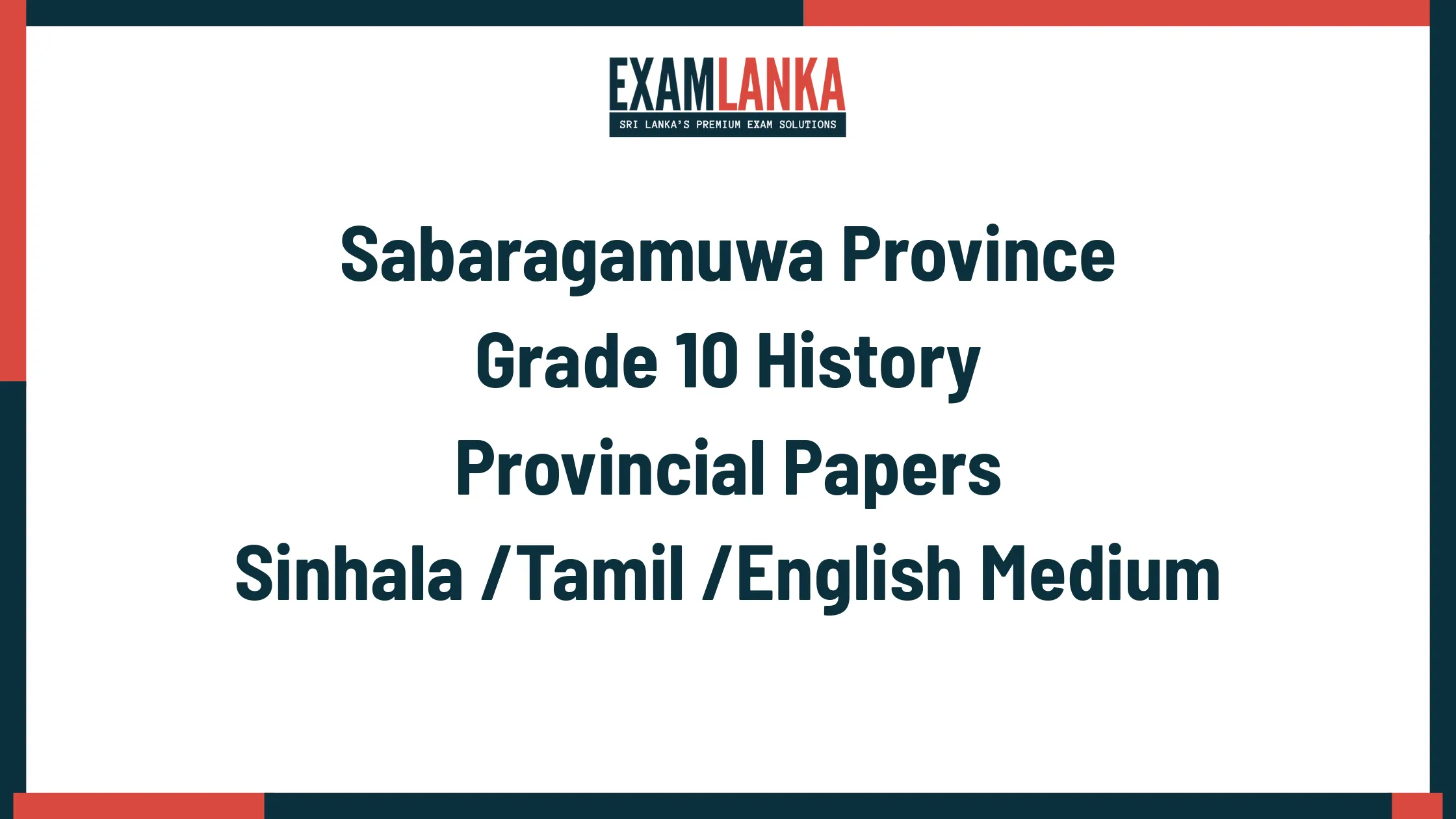 Sabaragamuwa Province Grade 10 History