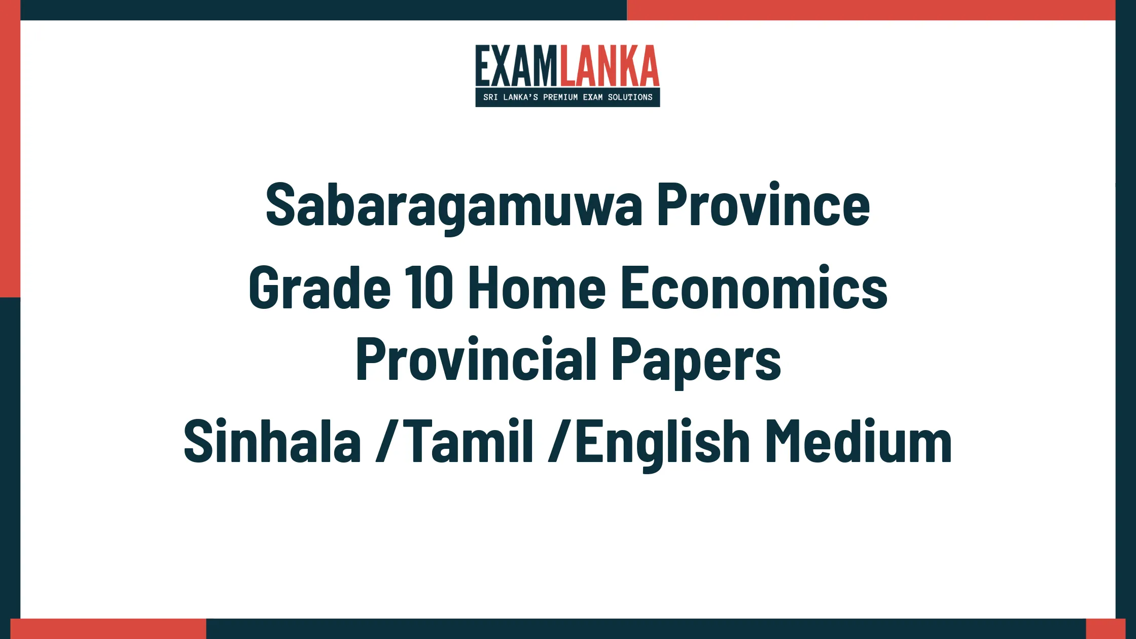 Sabaragamuwa Province Grade 10 Home Economics