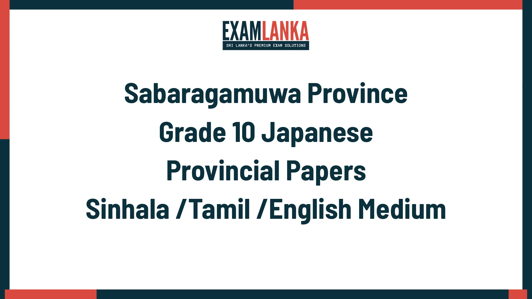 Sabaragamuwa Province Grade 10 Japanese