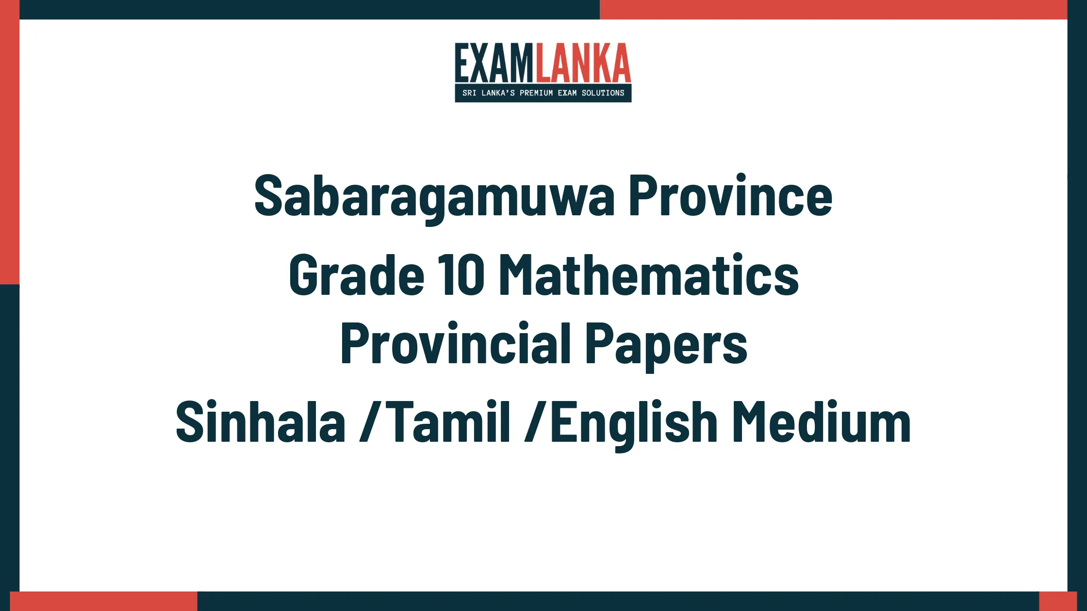 Sabaragamuwa Province Grade 10 Mathematics