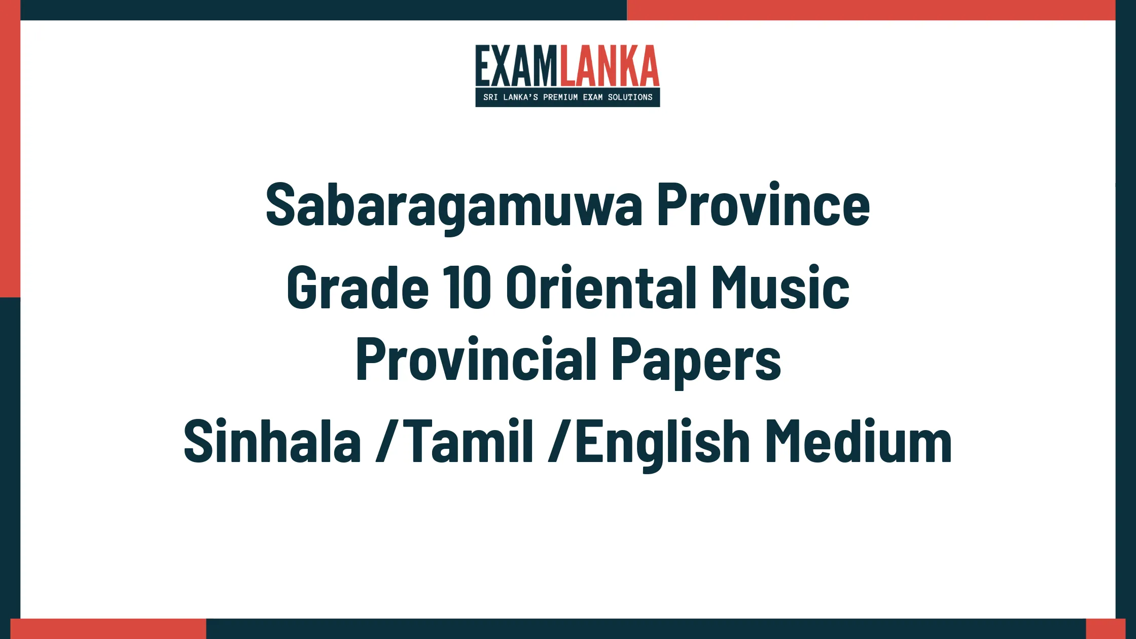 Sabaragamuwa Province Grade 10 Oriental Music