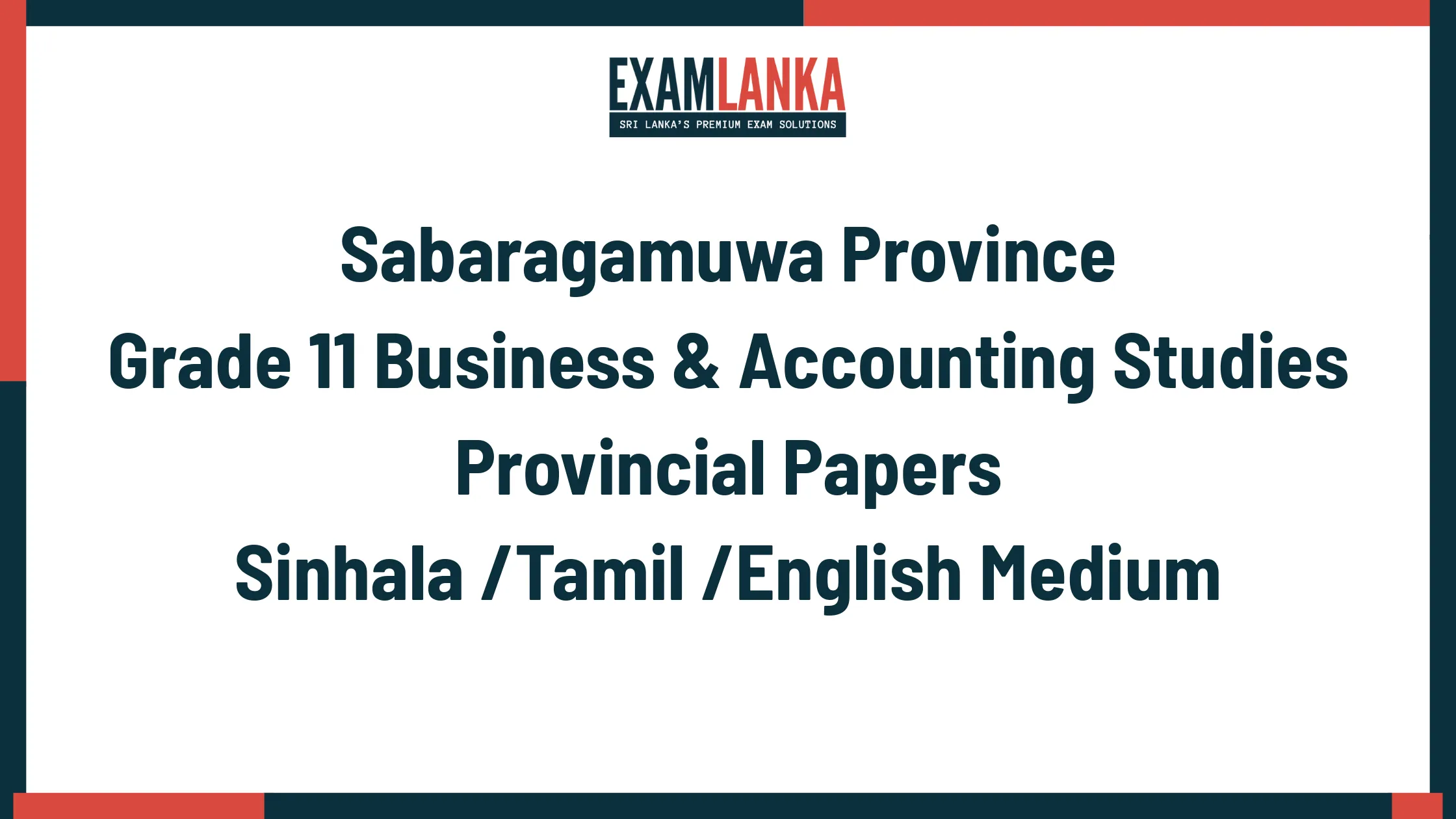 Sabaragamuwa Province Grade 11 Business & Accounting Studies
