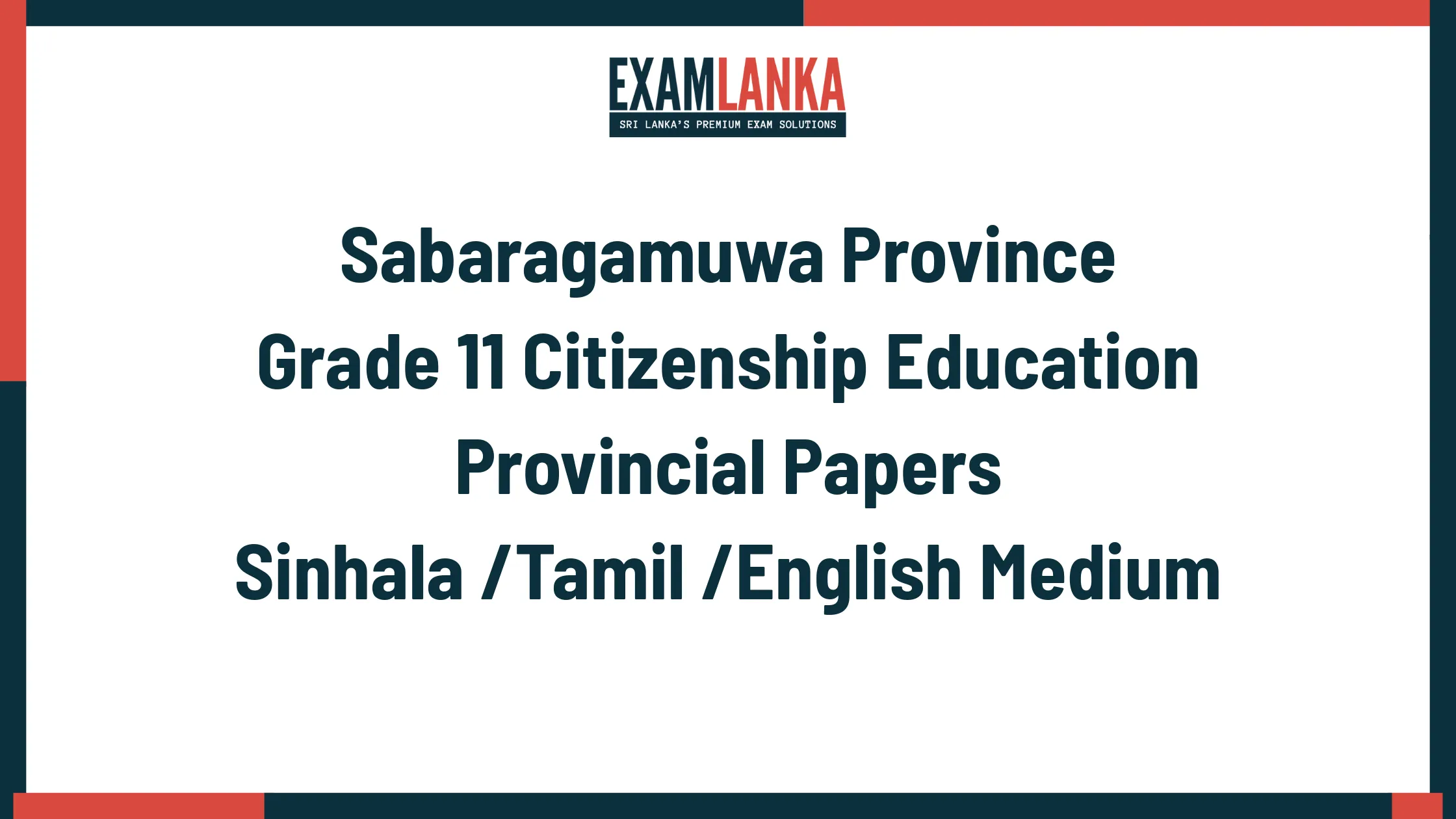 Sabaragamuwa Province Grade 11 Citizenship Education