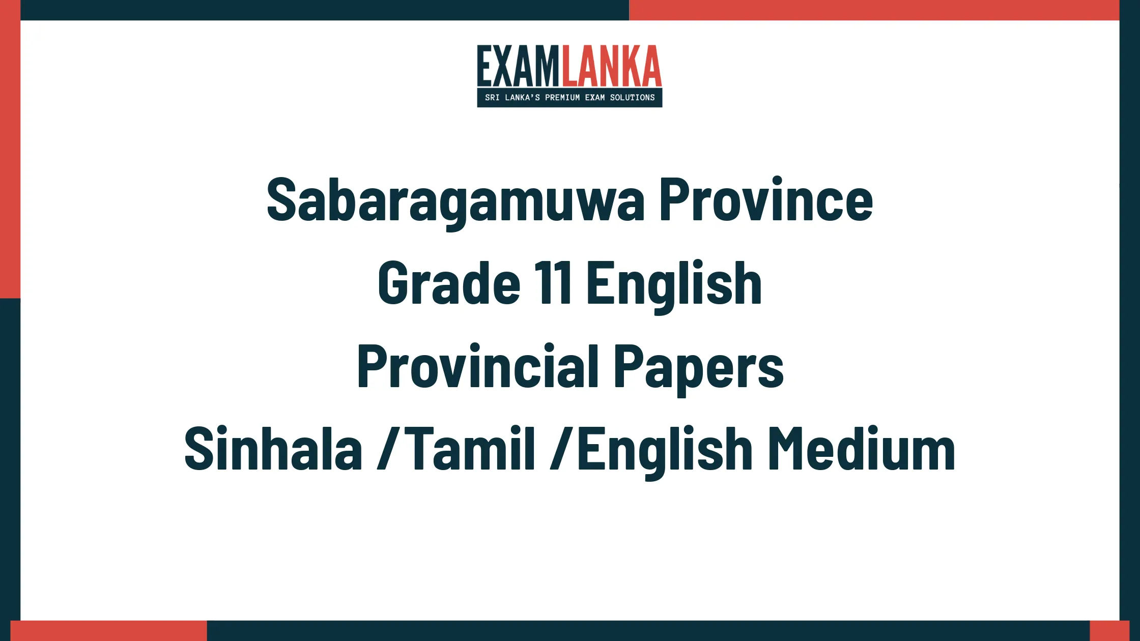 Sabaragamuwa Province Grade 11 English