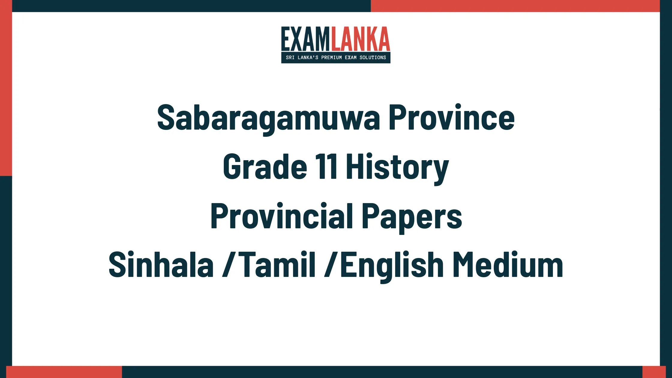 Sabaragamuwa Province Grade 11 History
