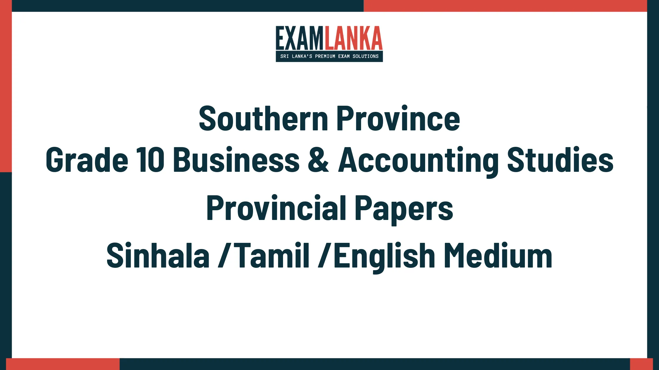 Southern Province Grade 10 Business & Accounting Studies