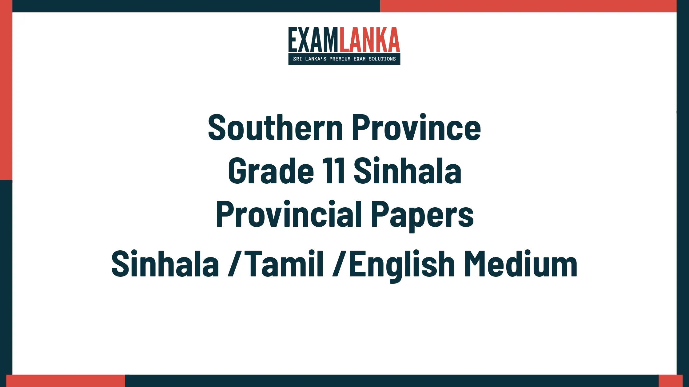 Southern Province Grade 11 Sinhala