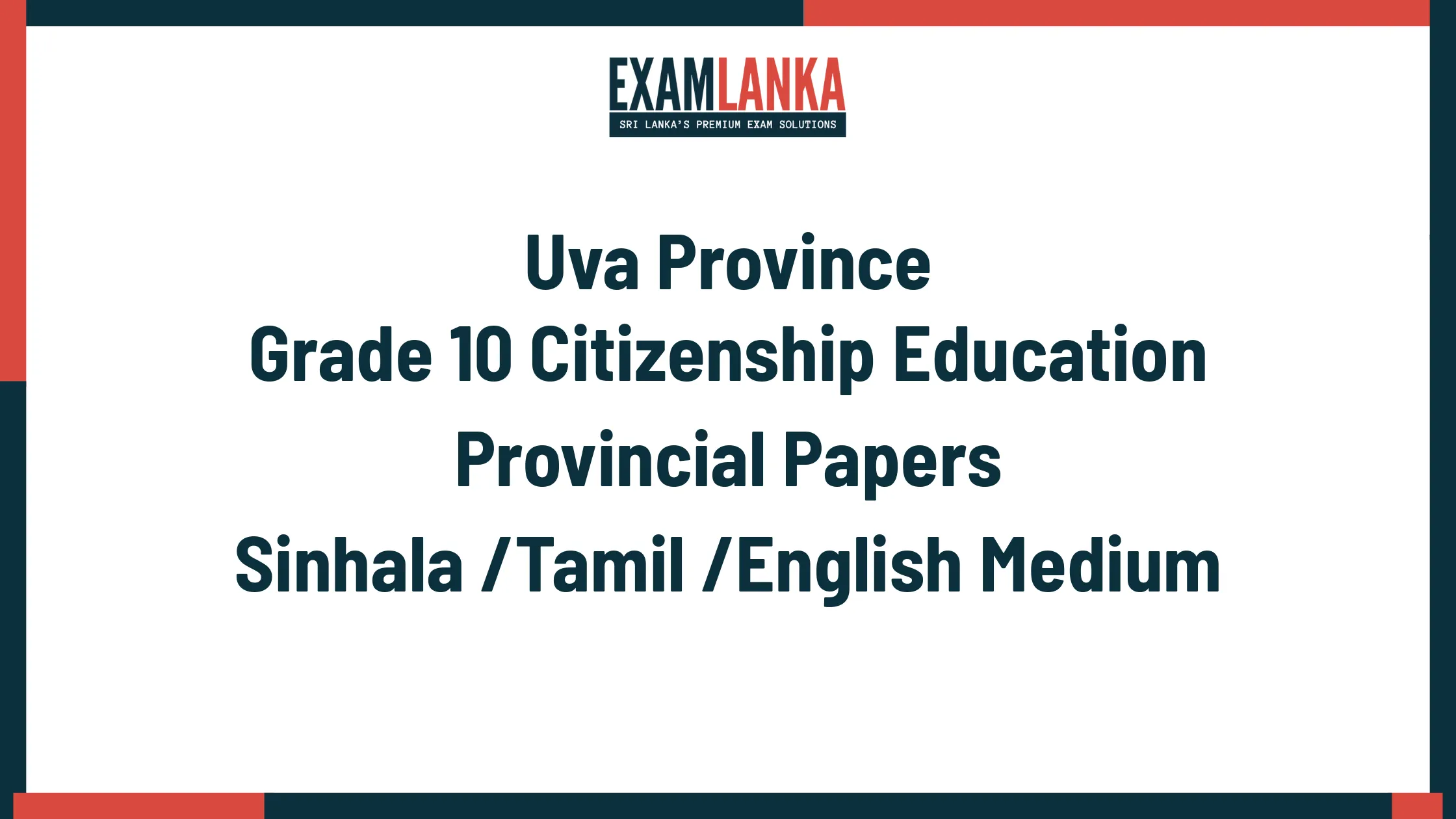 Uva Province Grade 10 Citizenship Education