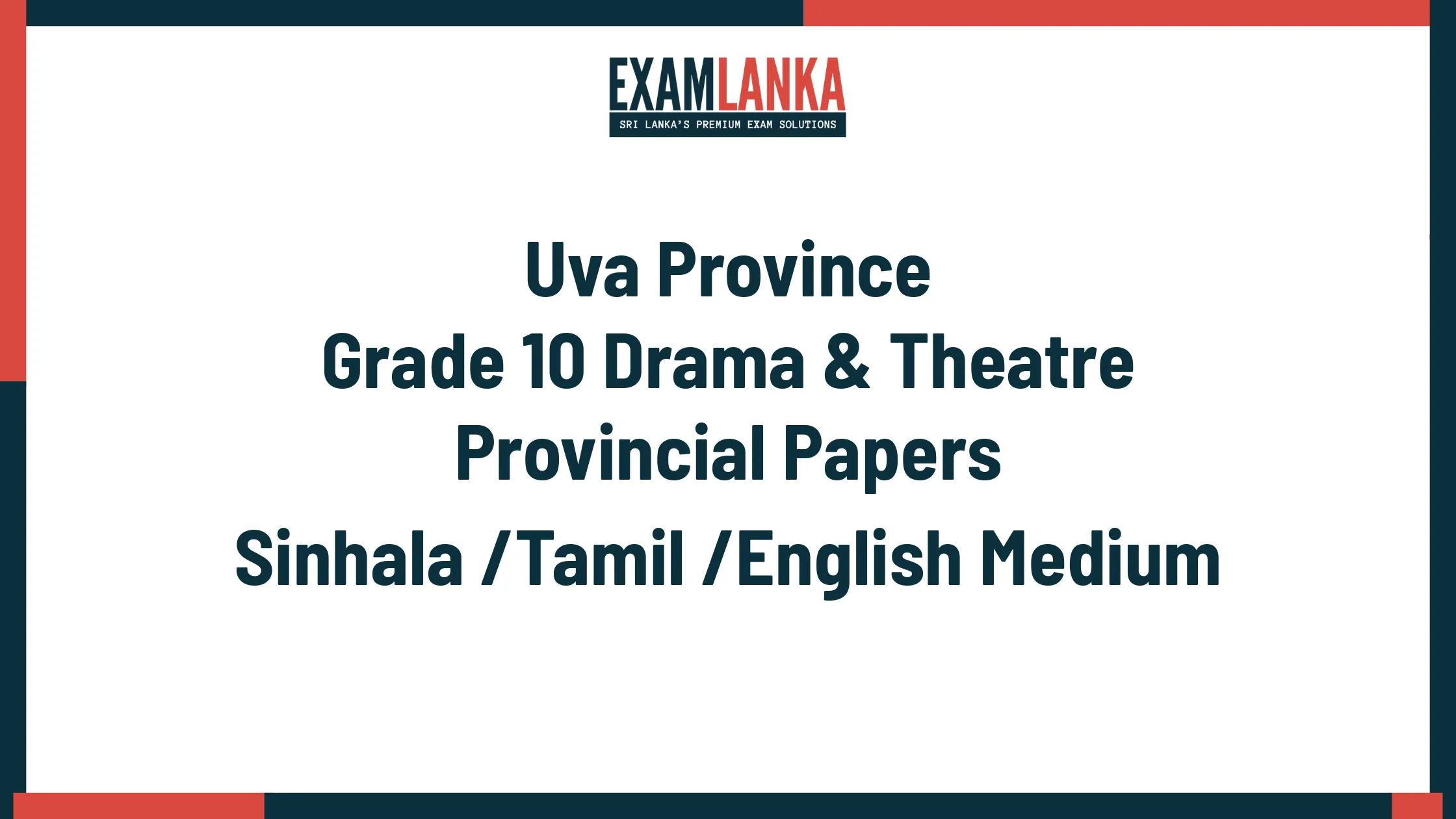 Uva Province Grade 10 Drama & Theatre