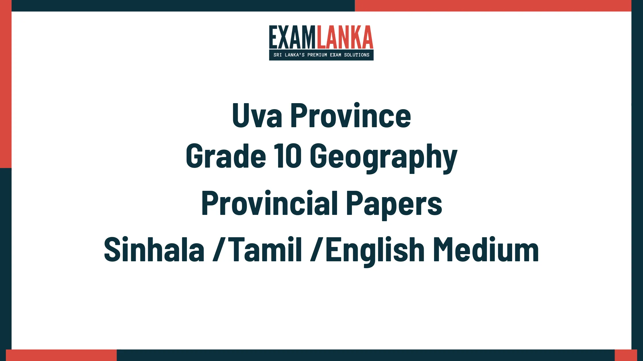 Uva Province Grade 10 Geography