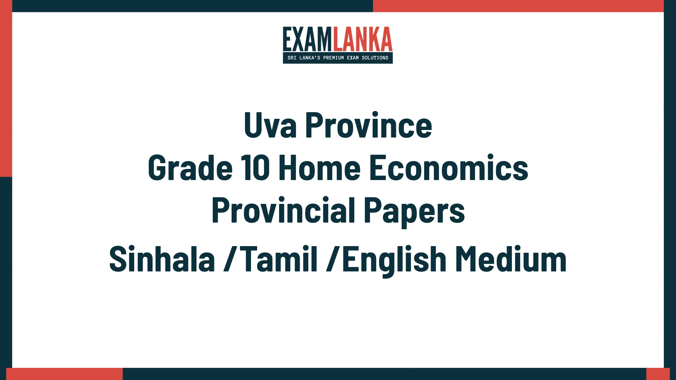 Uva Province Grade 10 Home Economics