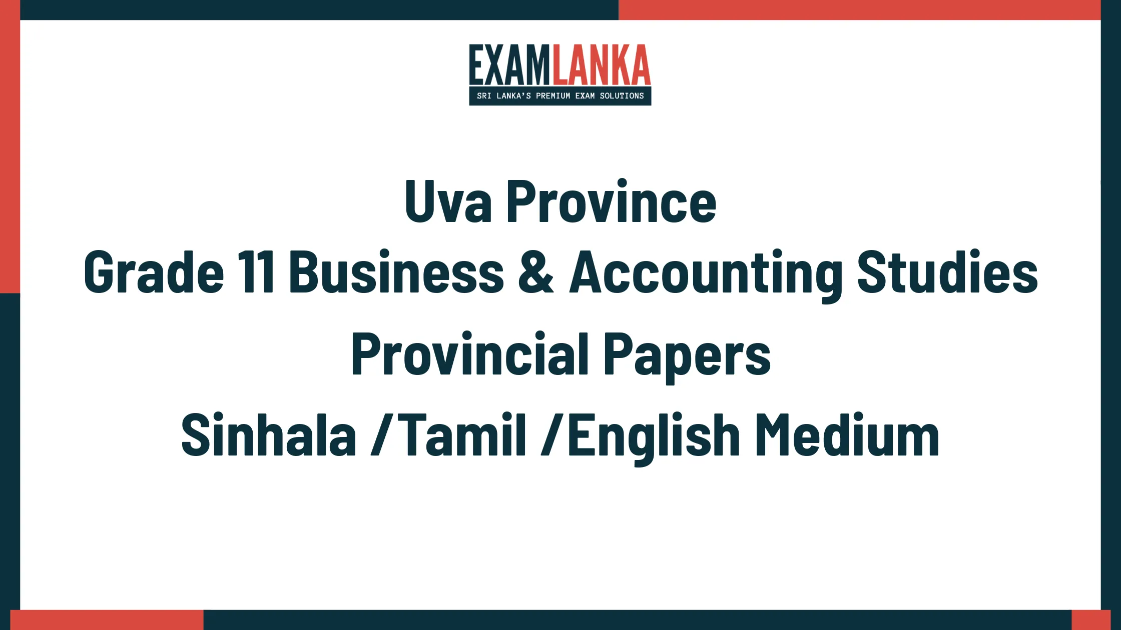 Uva Province Grade 11 Business & Accounting Studies