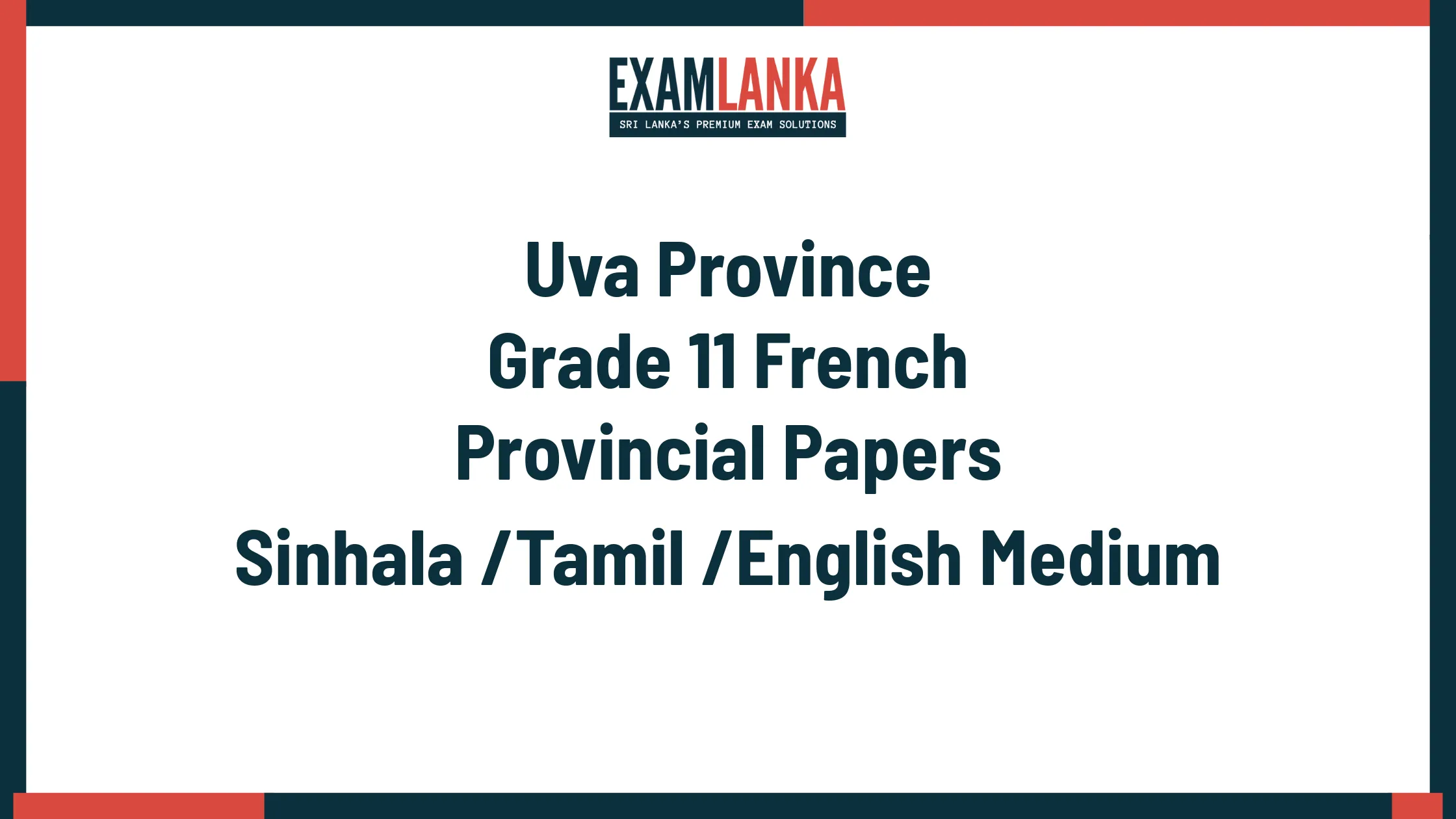 Uva Province Grade 11 French