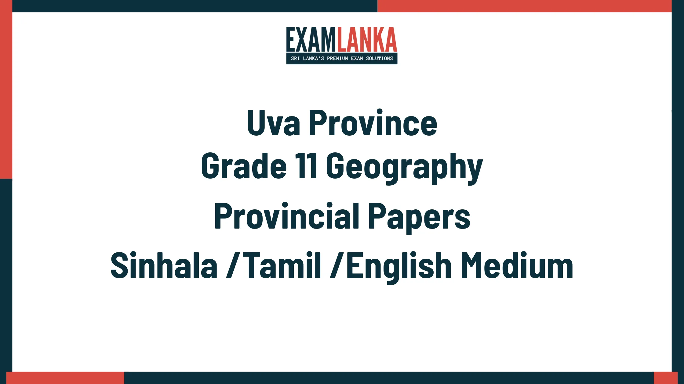 Uva Province Grade 11 Geography
