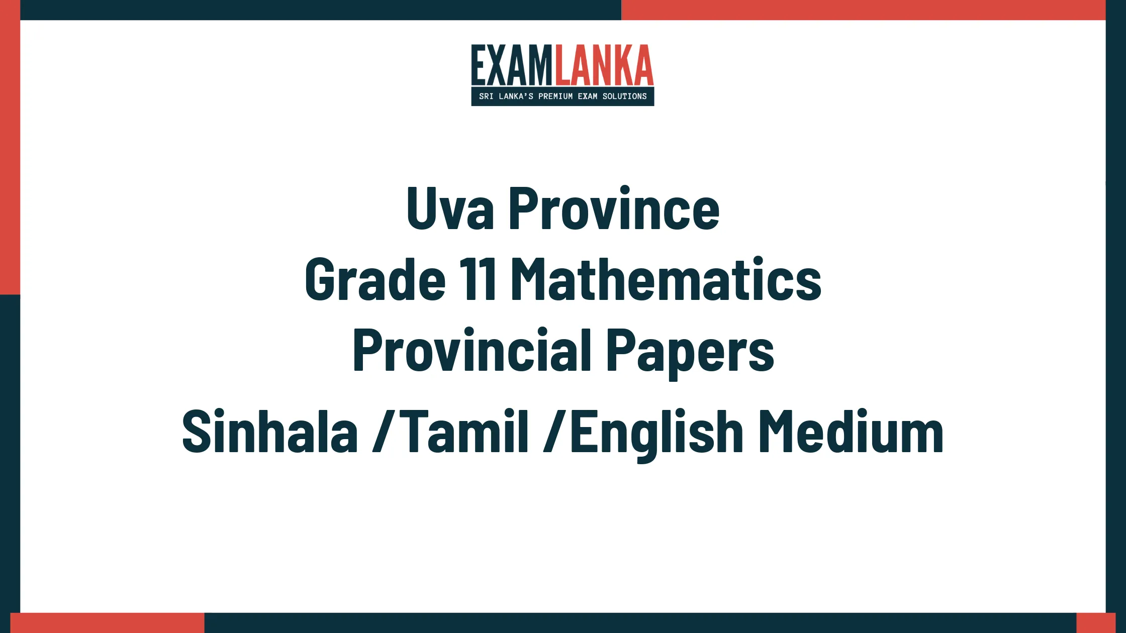 Uva Province Grade 11 Mathematics