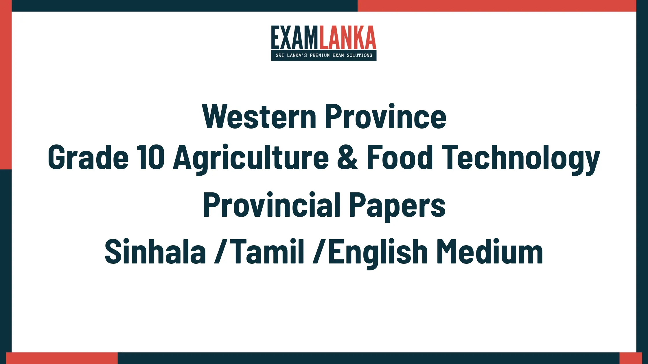 Western Province Grade 10 Agriculture & Food Technology