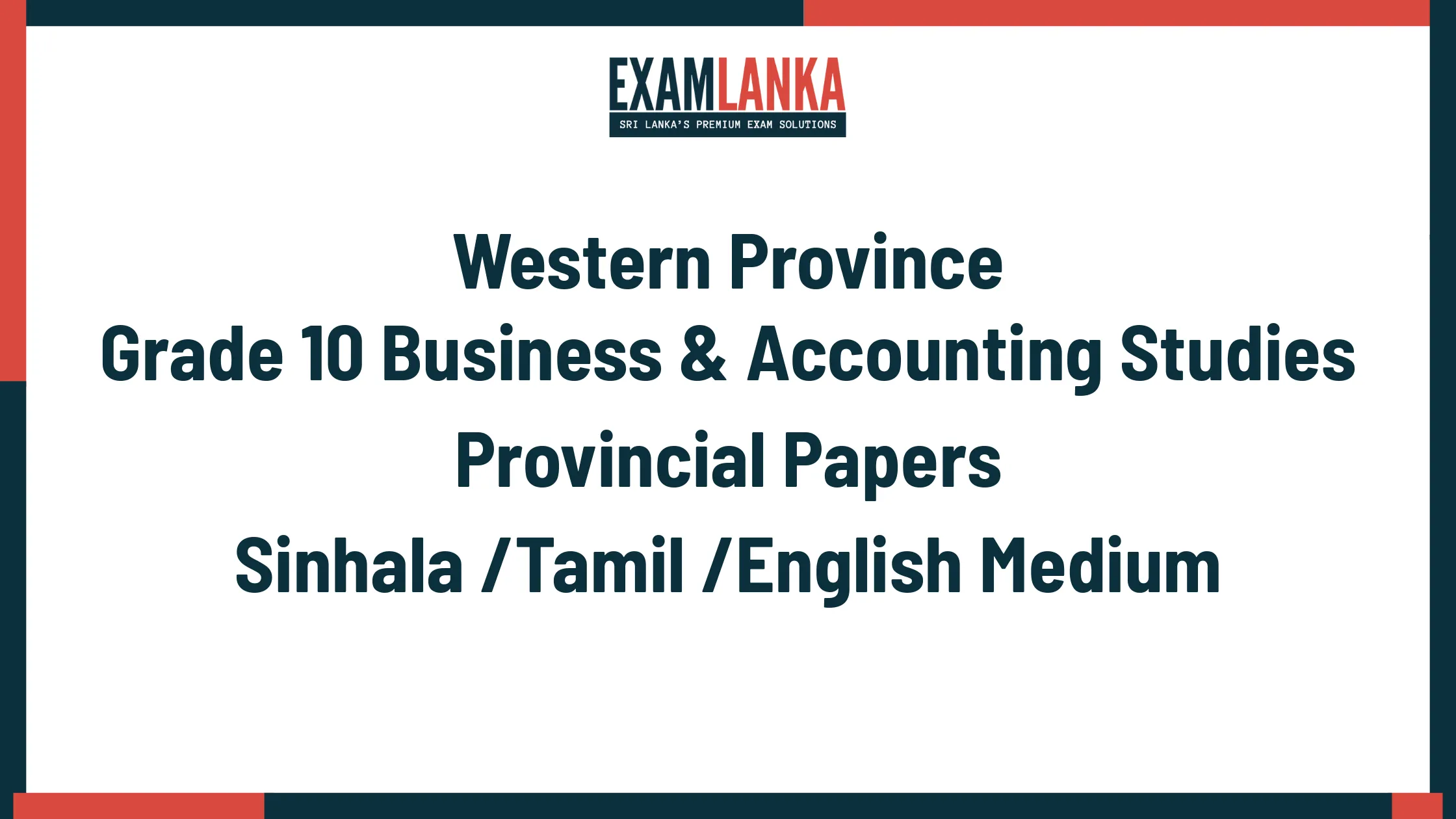 Western Province Grade 10 Business & Accounting Studies
