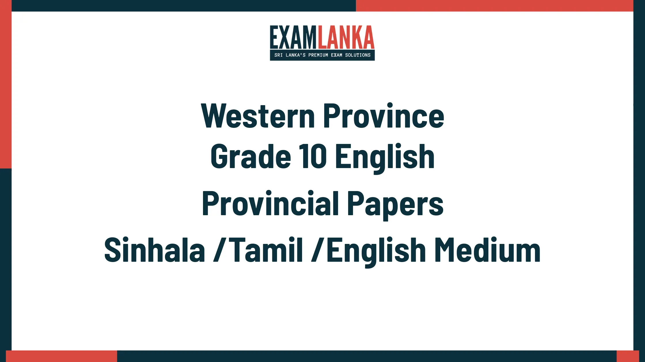 Western Province Grade 10 English