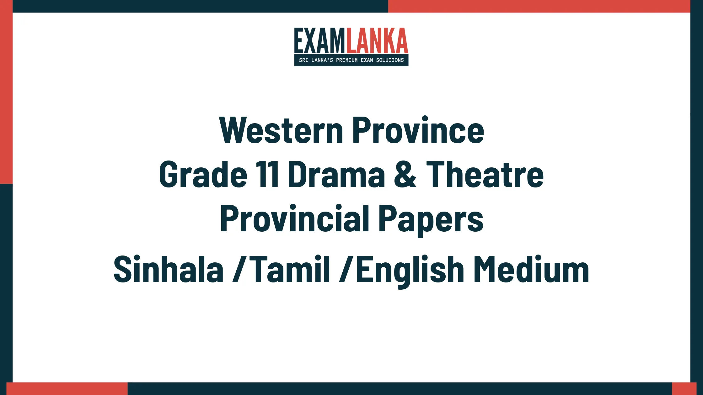 Western Province Grade 11 Drama & Theatre