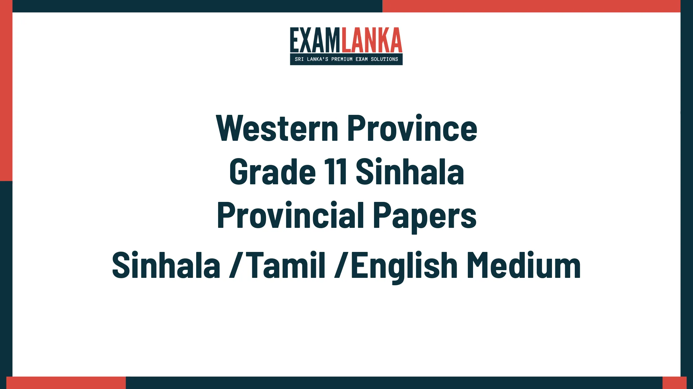 Western Province Grade 11 Sinhala