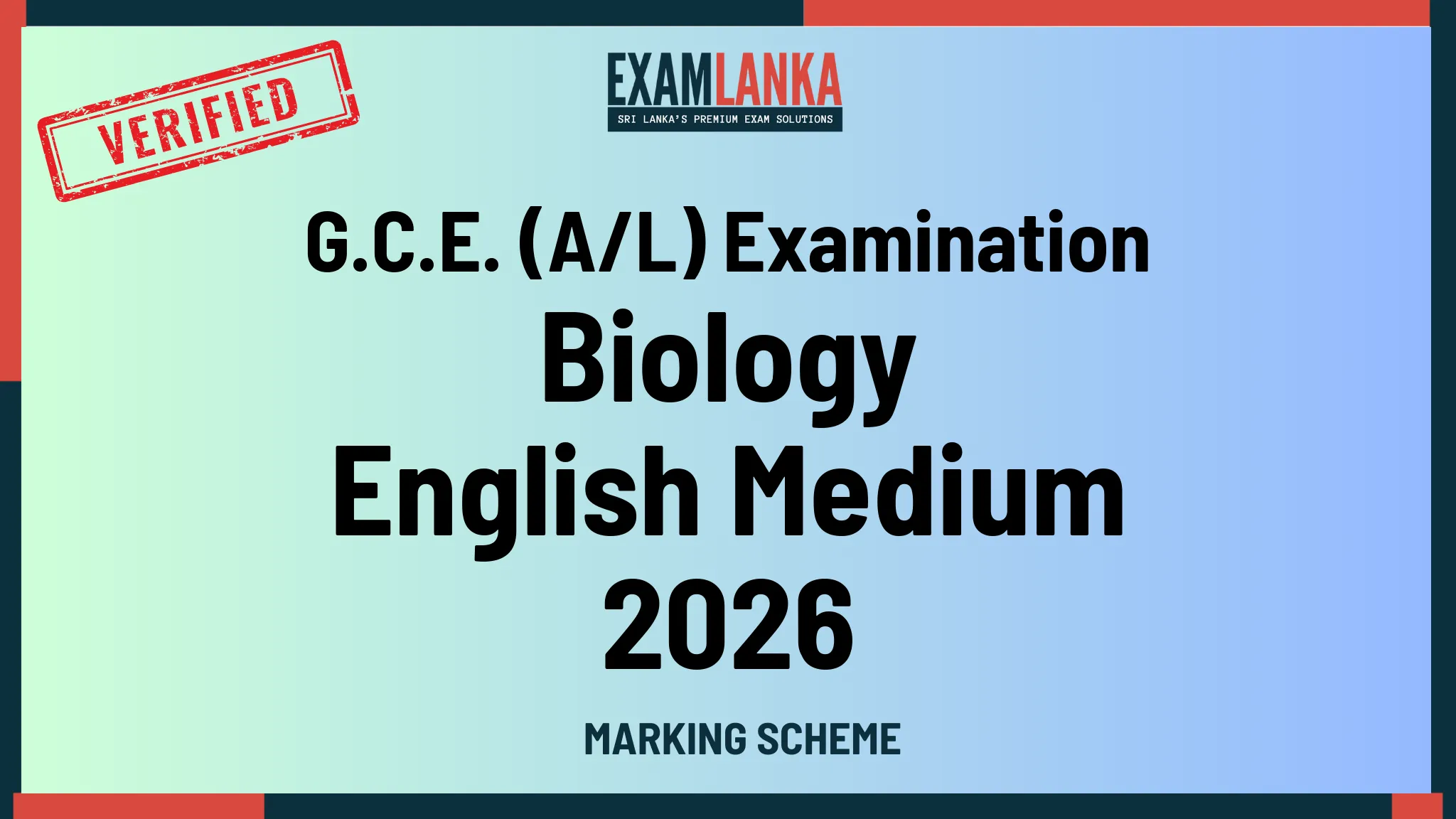 2026 A/L Biology English Medium Marking Scheme