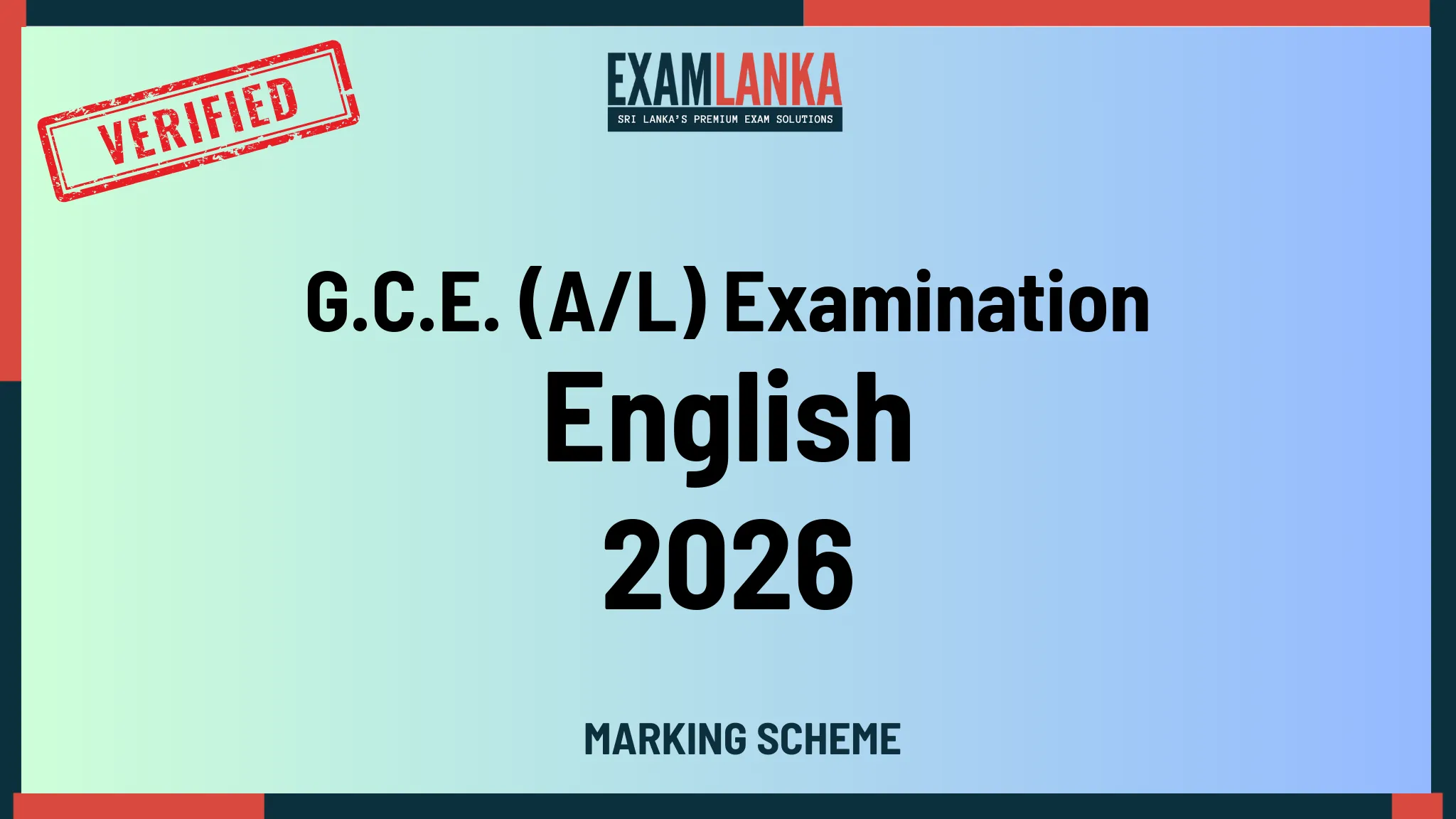 2026 A/L English  Marking Scheme